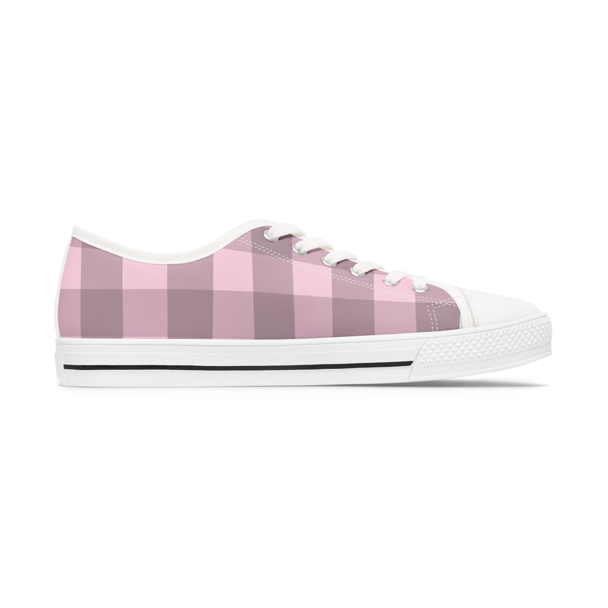 Chic Pink Plaid Women's Low Top Sneakers Stylish Everyday Footwear Chic Pink Plaid Low Top Sneakers for Women, Casual Wear Shoes, Boho Style Footwear, Perfect for Spring Outings, Retro Sneaker Trends. Limited stock available.