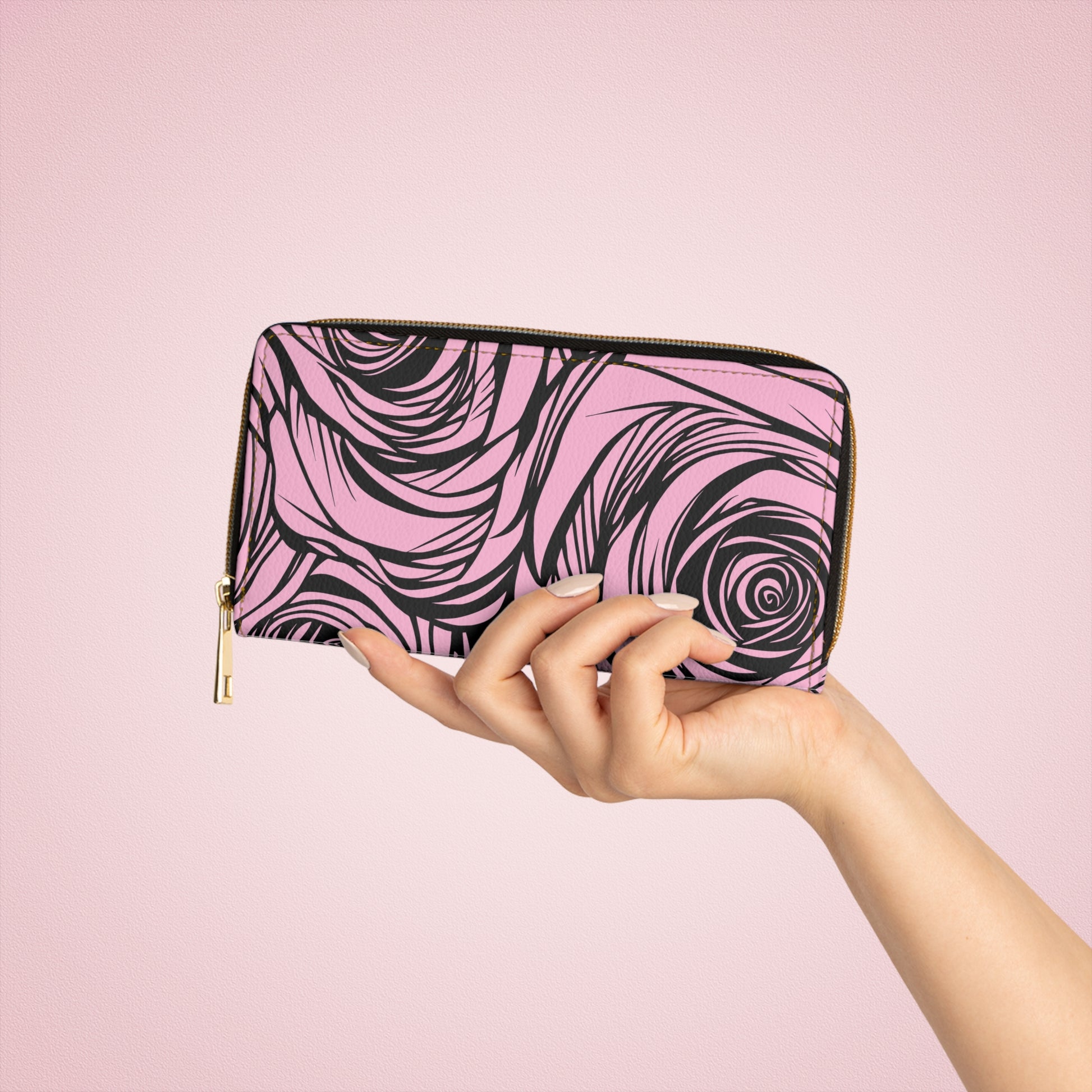Stylish Zipper Wallet, Floral Pattern Organizer for Women, Gift for Her, Travel Essential, Chic Accessory