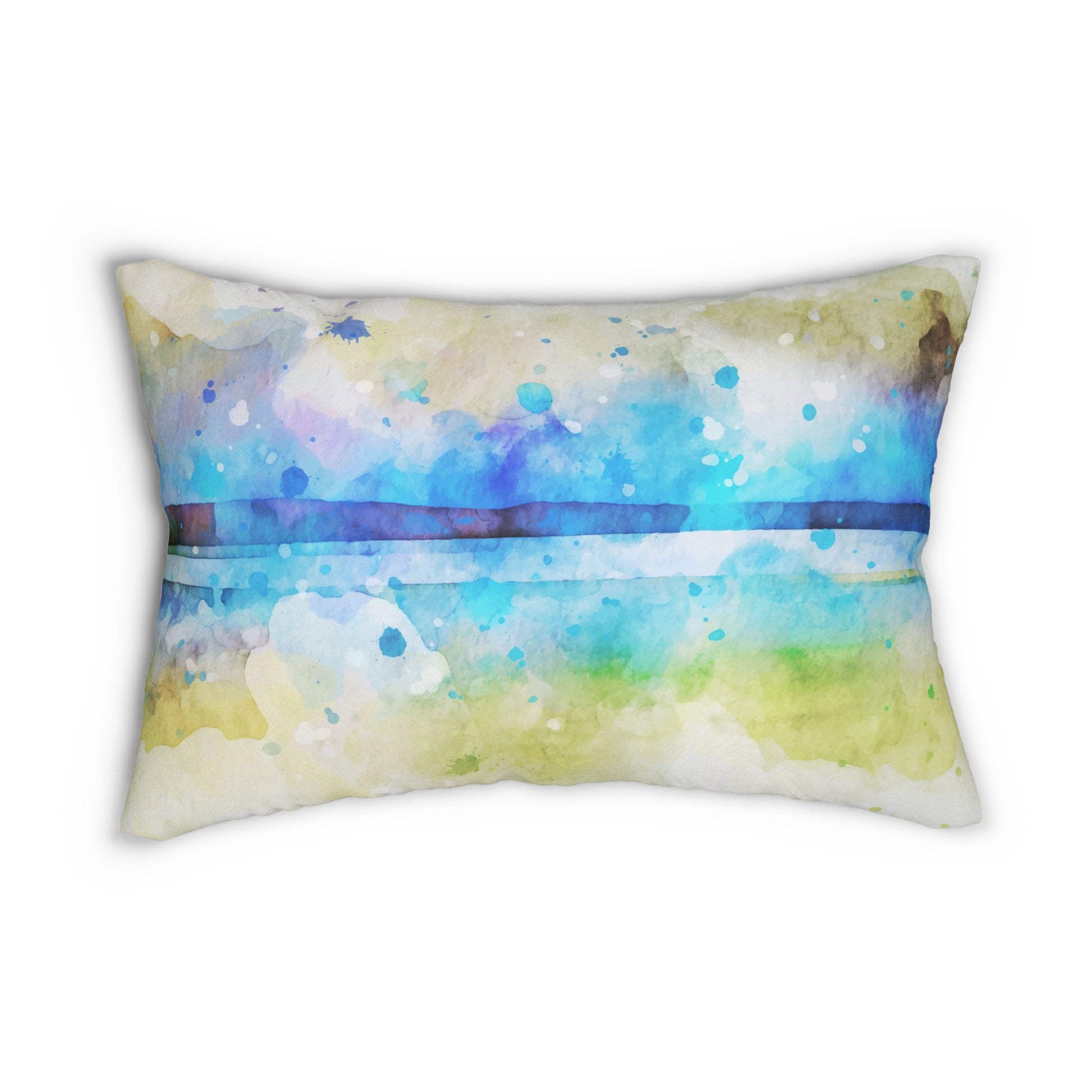 Watercolor Beach Lumbar Pillow, Coastal Decor, Throw Pillow for Living Room, Beach House Gift, Ocean Vibes