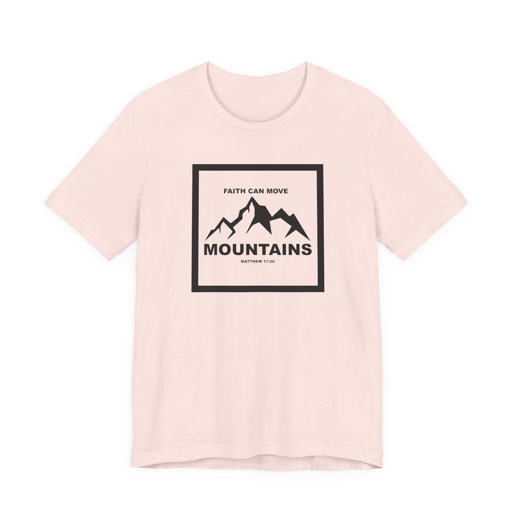 Christian Shirt Bible Verse T-Shirt Religious Outfit Jesus Shirt Inspirational Mountain Graphic Tee  Scripture Bible Verse "Faith Can Move Mountains" Tee For Her Him Gift
