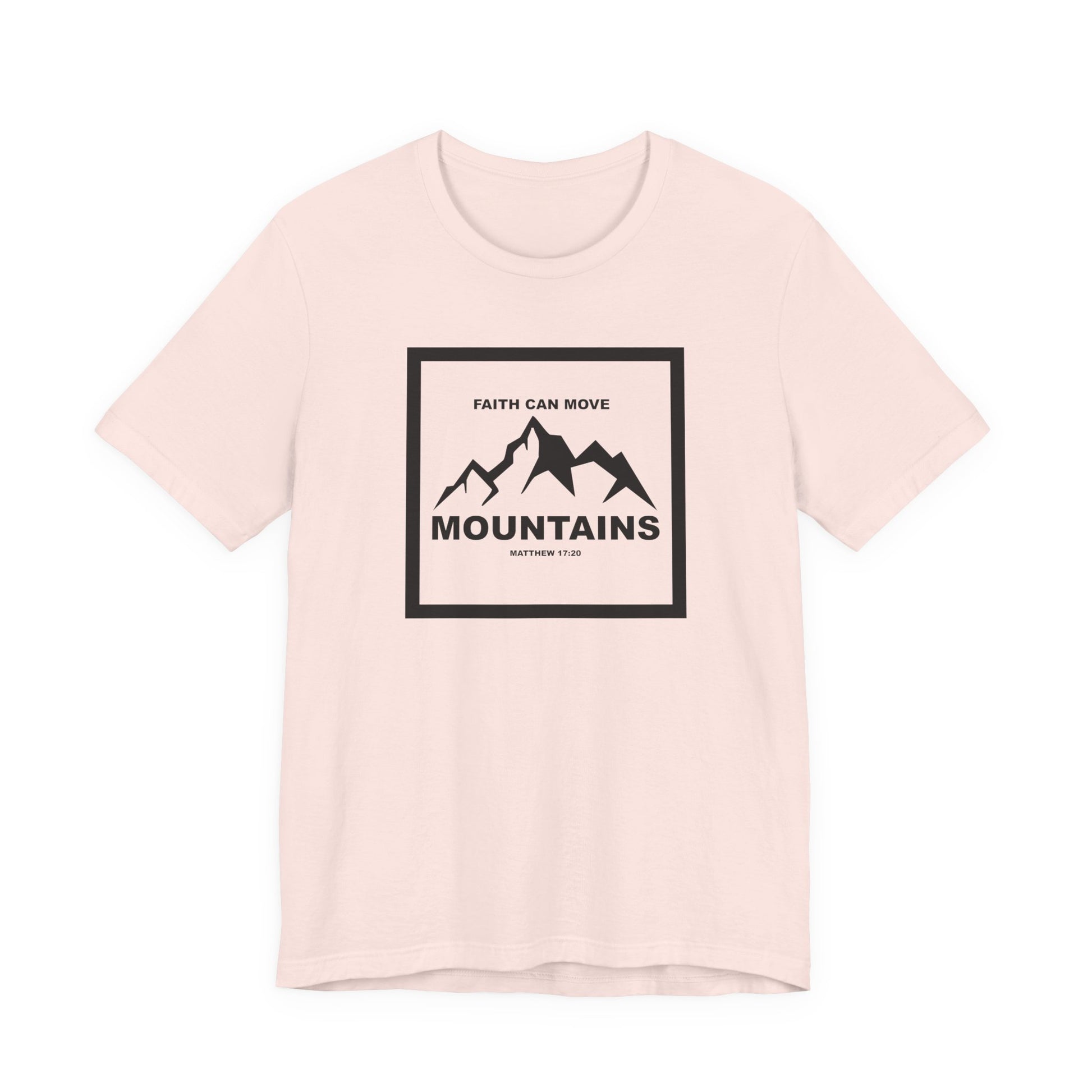 Christian Shirt Bible Verse T-Shirt Religious Outfit Jesus Shirt Inspirational Mountain Graphic Tee  Scripture Bible Verse "Faith Can Move Mountains" Tee For Her Him Gift
