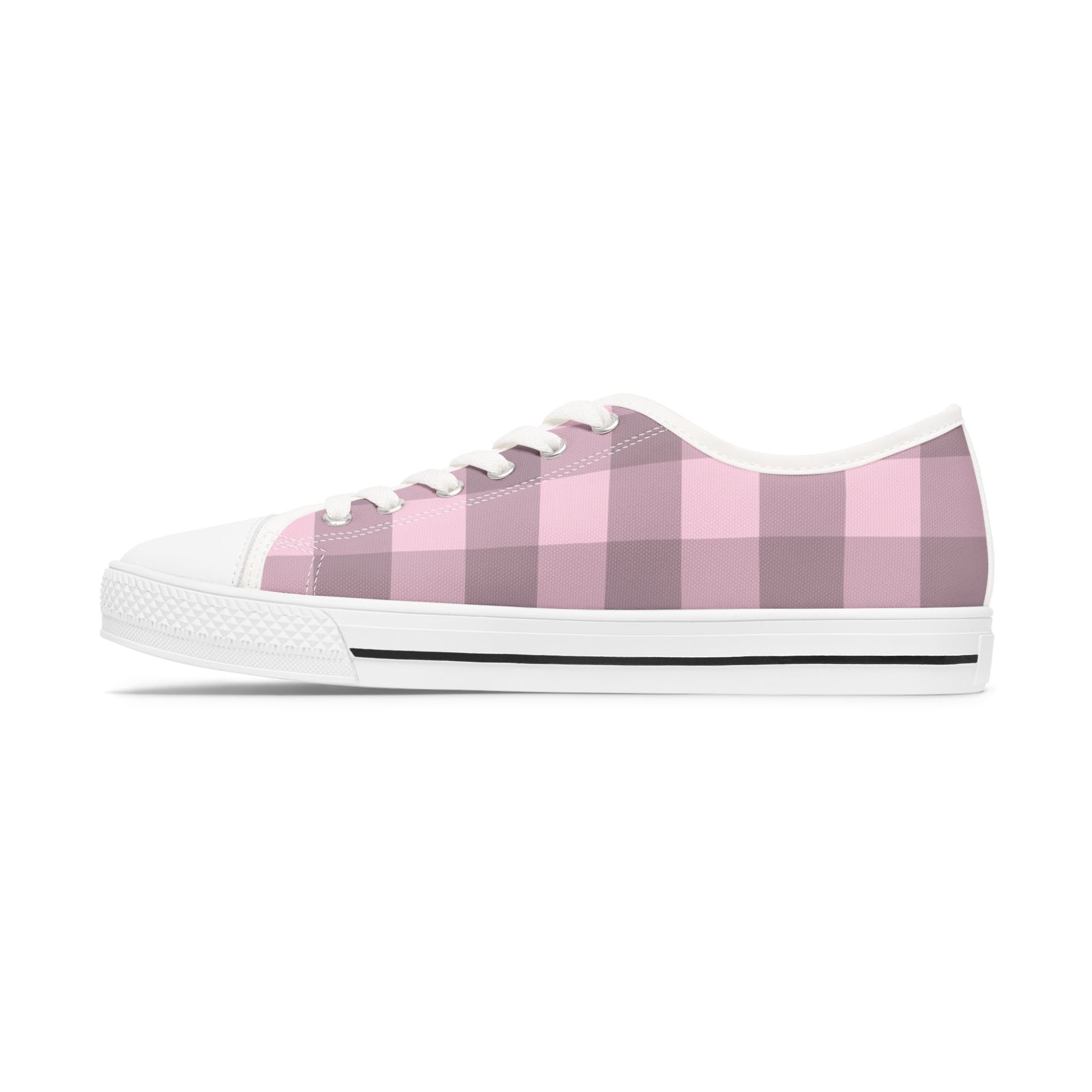 Chic Pink Plaid Women's Low Top Sneakers Stylish Everyday Footwear Chic Pink Plaid Low Top Sneakers for Women, Casual Wear Shoes, Boho Style Footwear, Perfect for Spring Outings, Retro Sneaker Trends. Limited stock available.