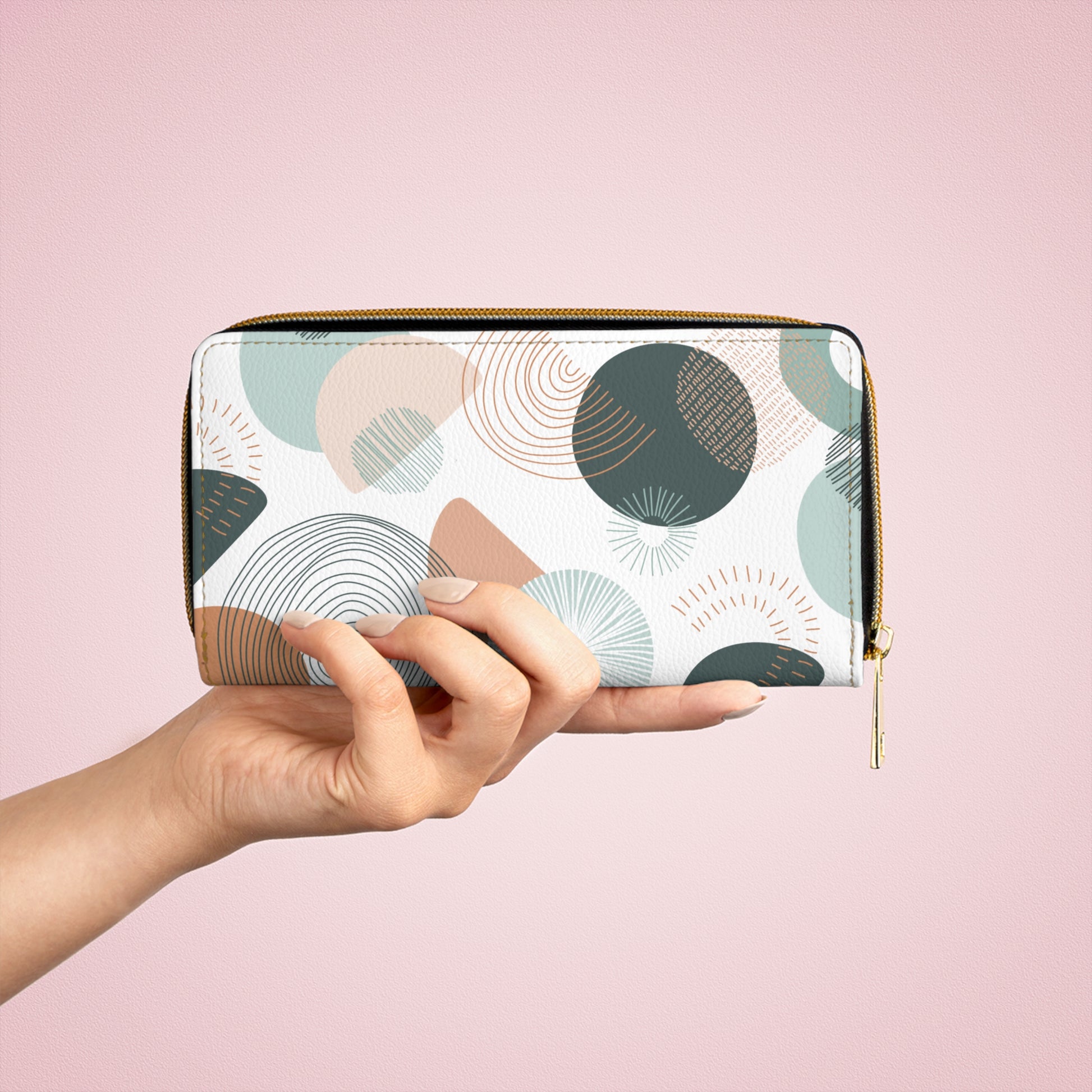 Modern Geometric Zipper Wallet, Stylish Purse, Unique Gift for Her, Minimalist Clutch, Trendy Accessory for Any Occasion, Everyday Use
