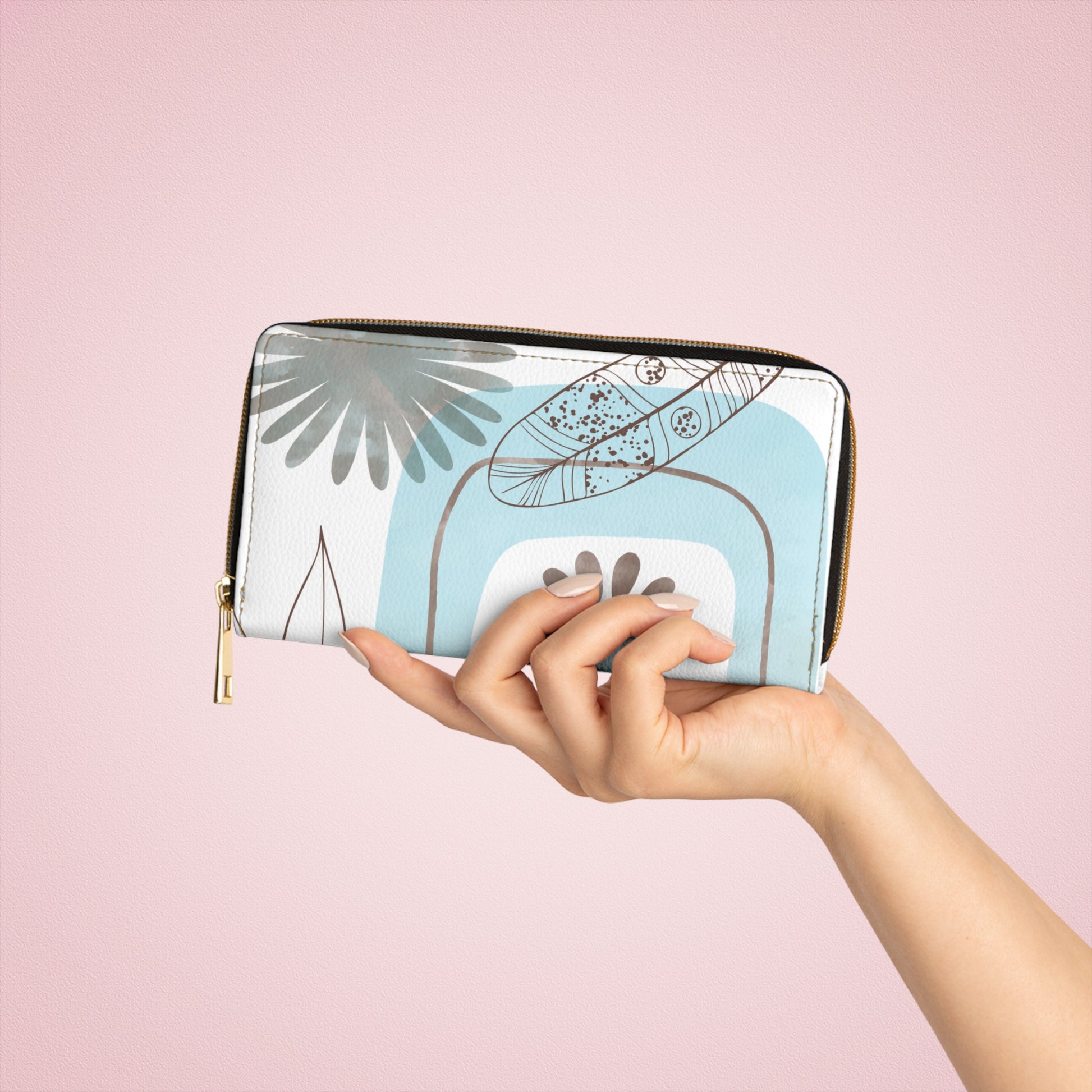 Mod Elegant Abstract Pattern Zipper Wallet, Modern Clutch for Women, Stylish Purse, Gift for Her, Minimalist Accessory