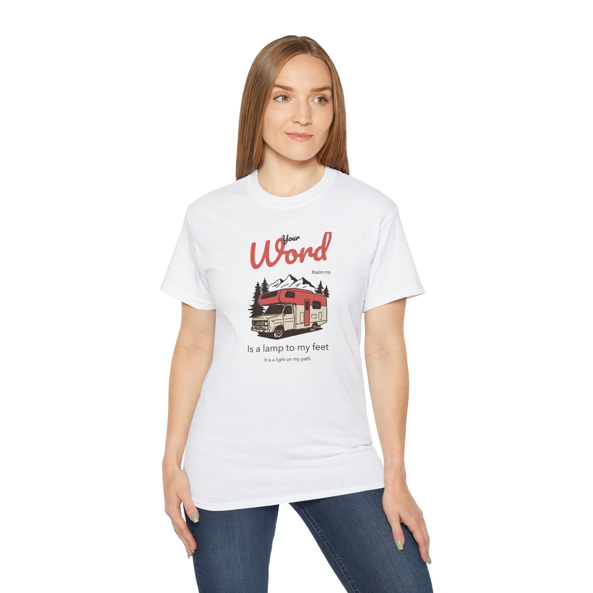 Inspirational Camping Tee Psalm 119, Unisex Ultra Cotton Tee, Perfect for Outdoor Lovers, Faith-Inspired Gift, Summer Road Trip Apparel