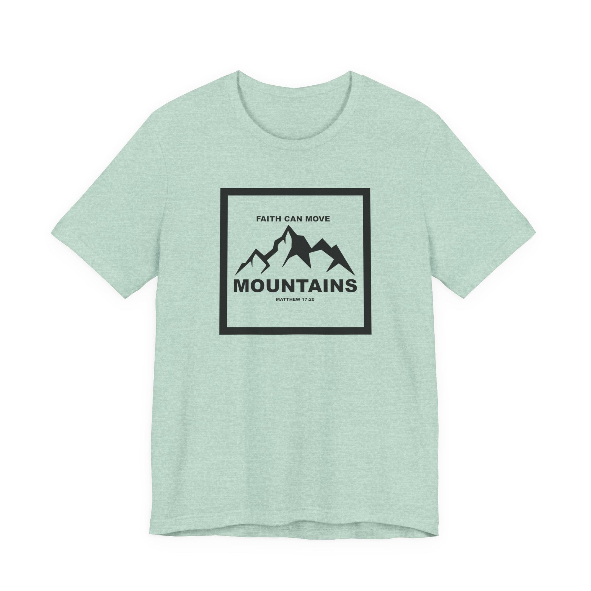 Christian Shirt Bible Verse T-Shirt Religious Outfit Jesus Shirt Inspirational Mountain Graphic Tee  Scripture Bible Verse "Faith Can Move Mountains" Tee For Her Him Gift