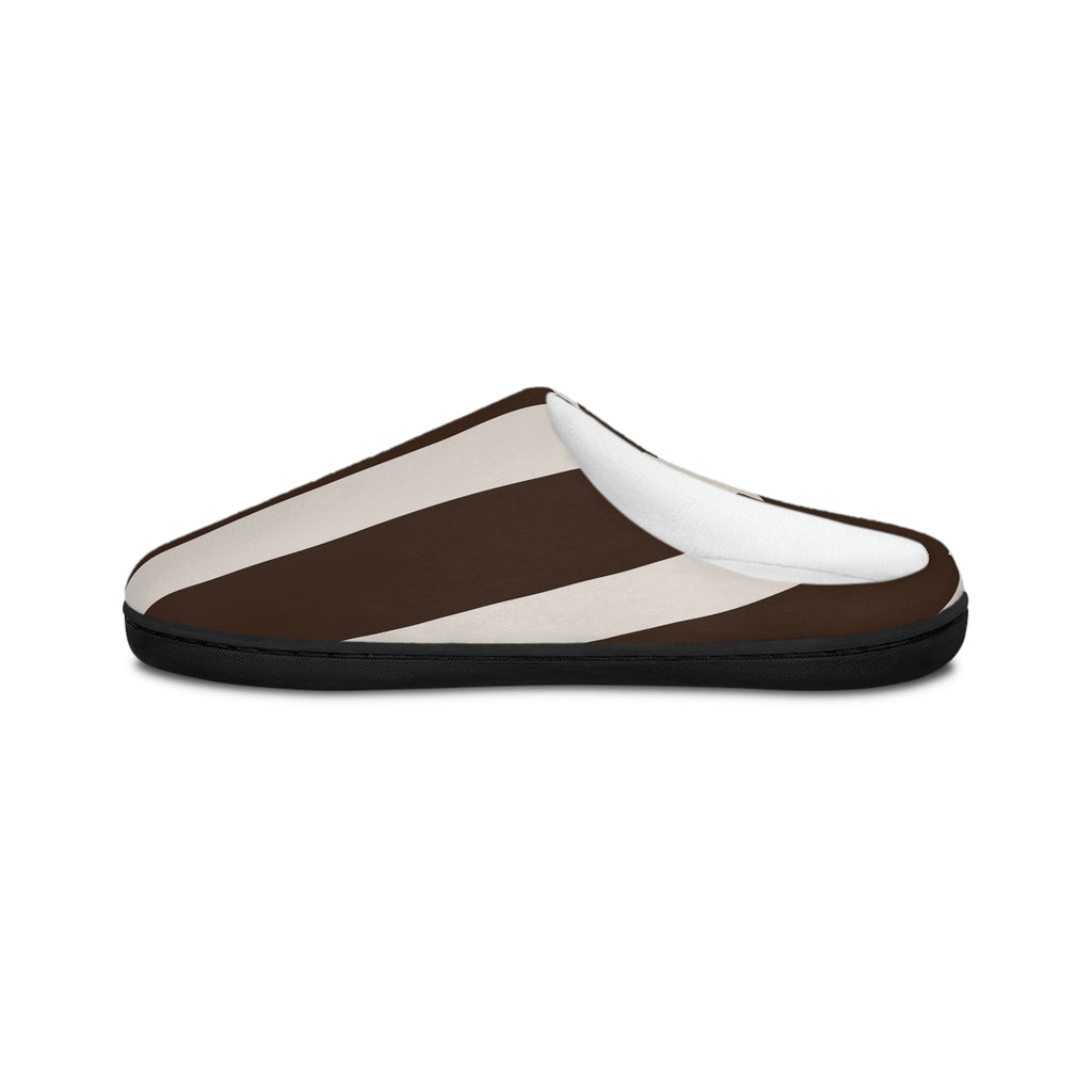 Cozy Women's Indoor Slippers - Stylish Brown Striped Design , soft plush slippers, fashionable loungewear, warm winter footwear