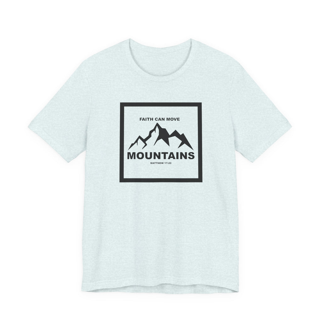 Christian Shirt Bible Verse T-Shirt Religious Outfit Jesus Shirt Inspirational Mountain Graphic Tee  Scripture Bible Verse "Faith Can Move Mountains" Tee For Her Him Gift