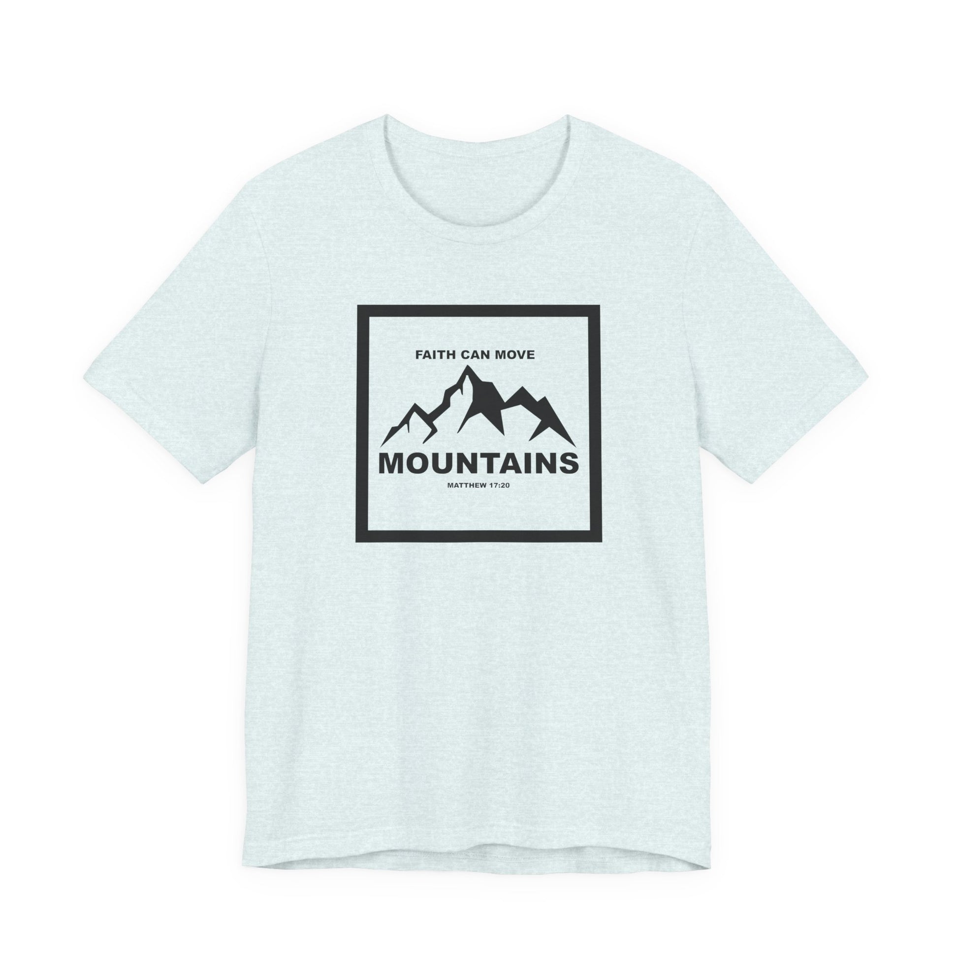 Christian Shirt Bible Verse T-Shirt Religious Outfit Jesus Shirt Inspirational Mountain Graphic Tee  Scripture Bible Verse "Faith Can Move Mountains" Tee For Her Him Gift