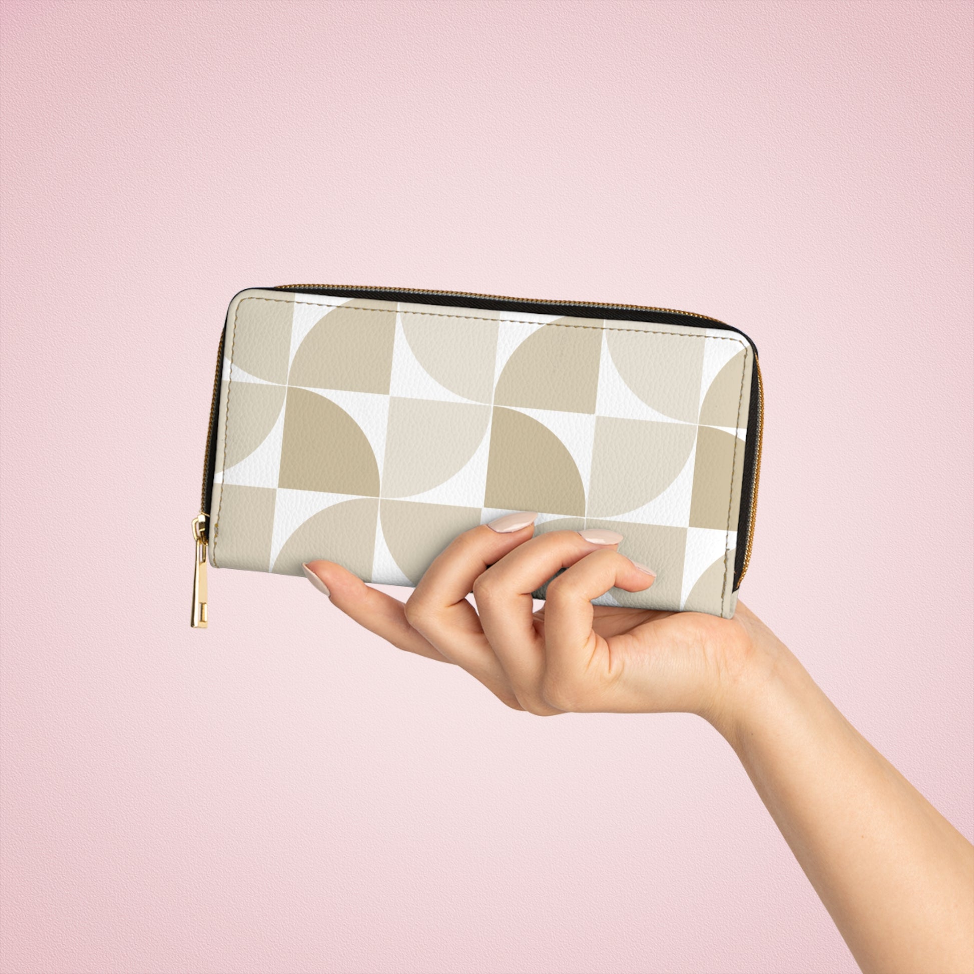 Modern Geometric Zipper Wallet, Stylish Organizer, Gift for Her, Chic Clutch, Essential Travel Accessory Minimalist Design