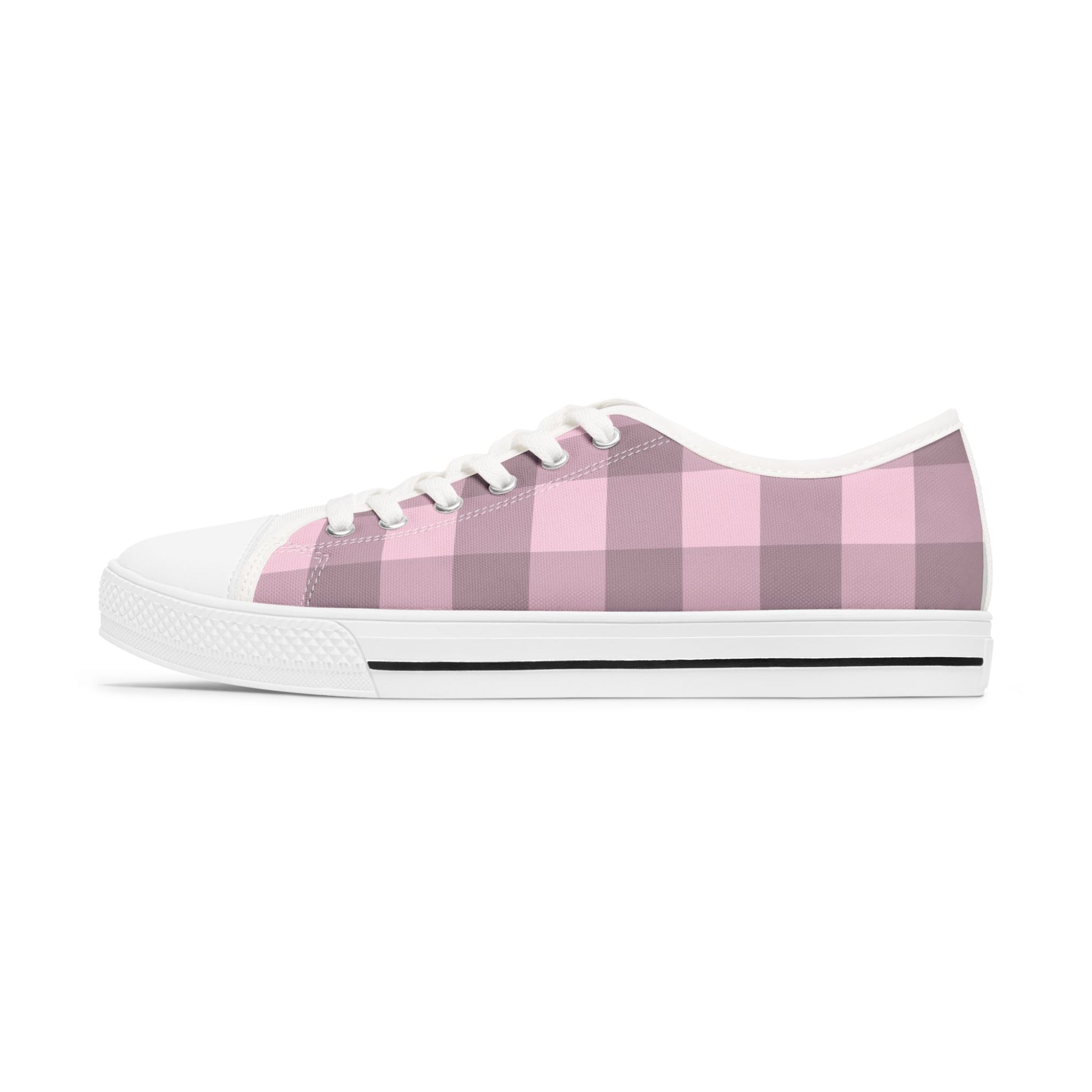 Chic Pink Plaid Women's Low Top Sneakers Stylish Everyday Footwear Chic Pink Plaid Low Top Sneakers for Women, Casual Wear Shoes, Boho Style Footwear, Perfect for Spring Outings, Retro Sneaker Trends. Limited stock available.