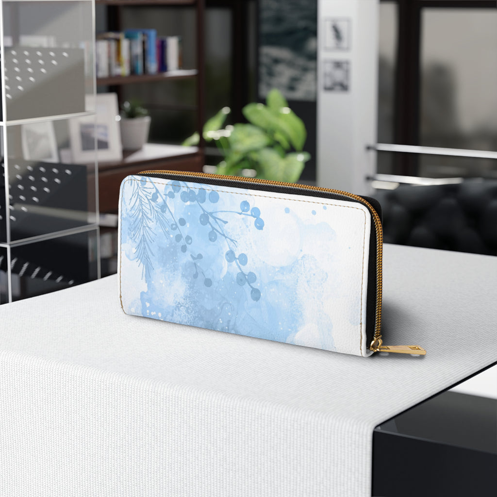 Watercolor Blue Zipper Wallet, Stylish Purse for Fashion Lovers, Ideal for Gifts, Travel, Everyday Use, Womens Accessories