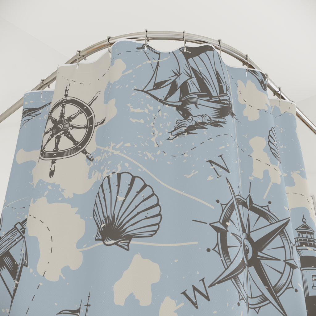 Nautical Adventure Shower Curtain – Coastal Decor for Beach Lovers
