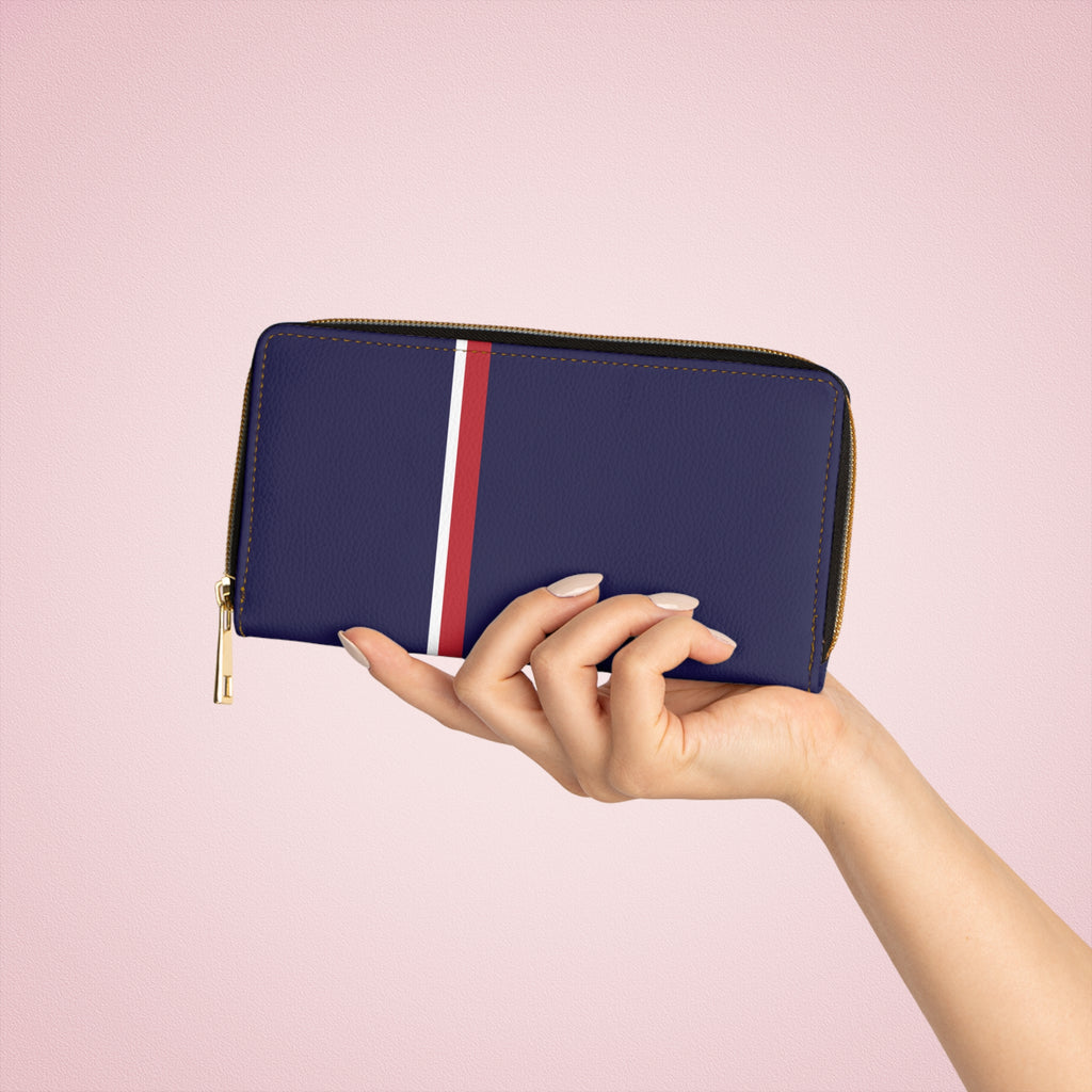 Navy Stripe Zipper Wallet Stylish Clutch, Gifts for Her, Everyday Organizer, Travel Accessory, Modern Purse