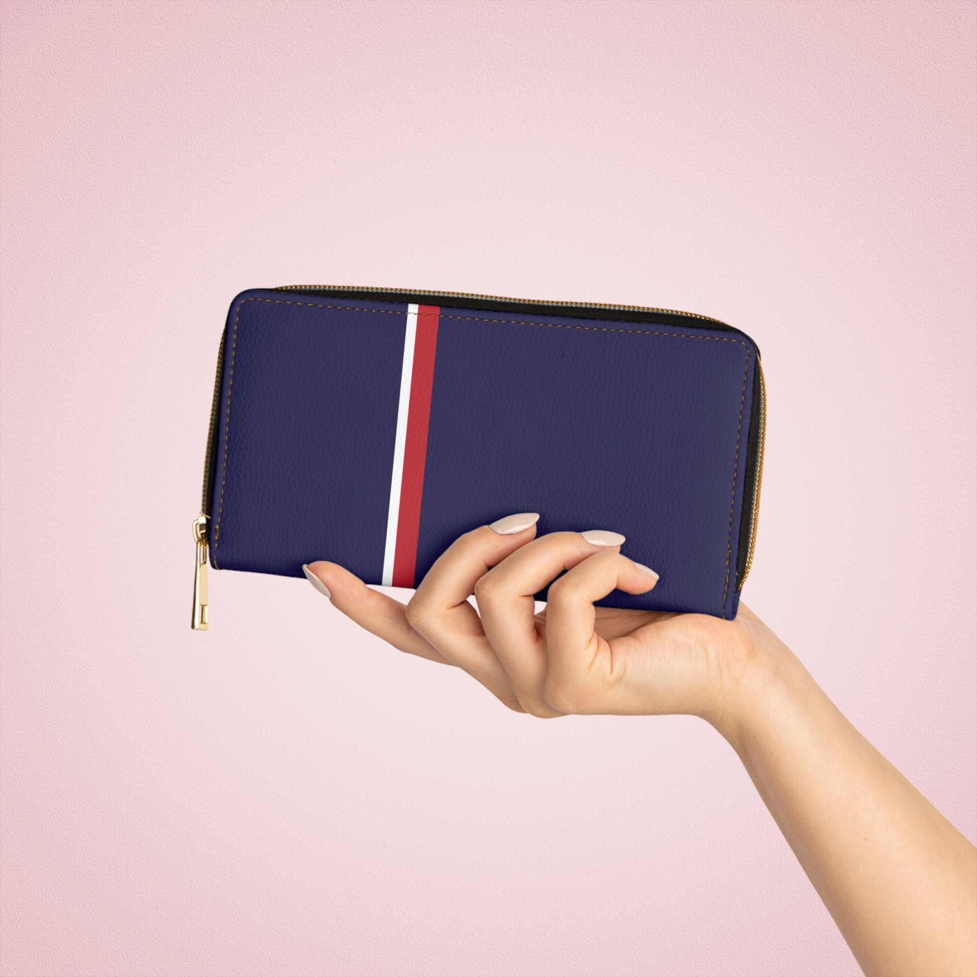 Navy Stripe Zipper Wallet Stylish Clutch, Gifts for Her, Everyday Organizer, Travel Accessory, Modern Purse