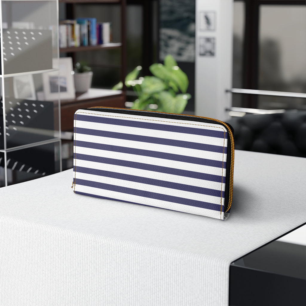 Nautical Stripe Zipper Wallet Stylish Coin Purse, Everyday Clutch, Travel Organizer, Gift for Her, Summer Accessories