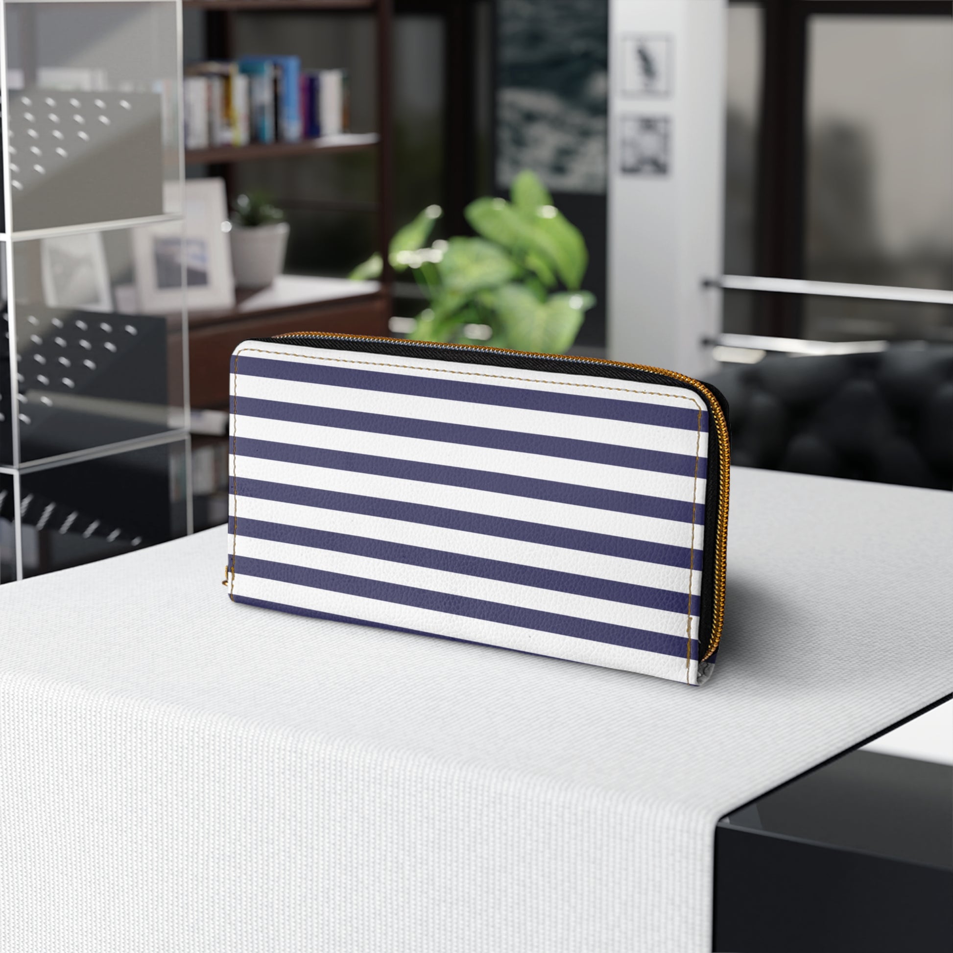 Nautical Stripe Zipper Wallet Stylish Coin Purse, Everyday Clutch, Travel Organizer, Gift for Her, Summer Accessories