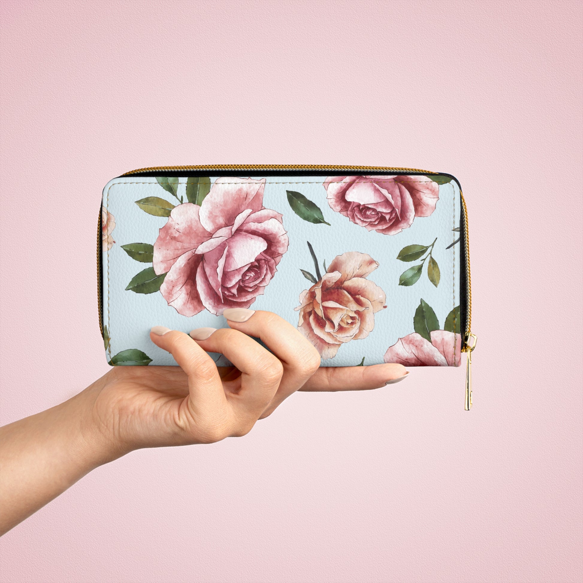 Rose Floral Zipper Wallet Elegant Rose Print Purse for Women Stylish Coin Holder, Gift for Her Mothers Day Birthday