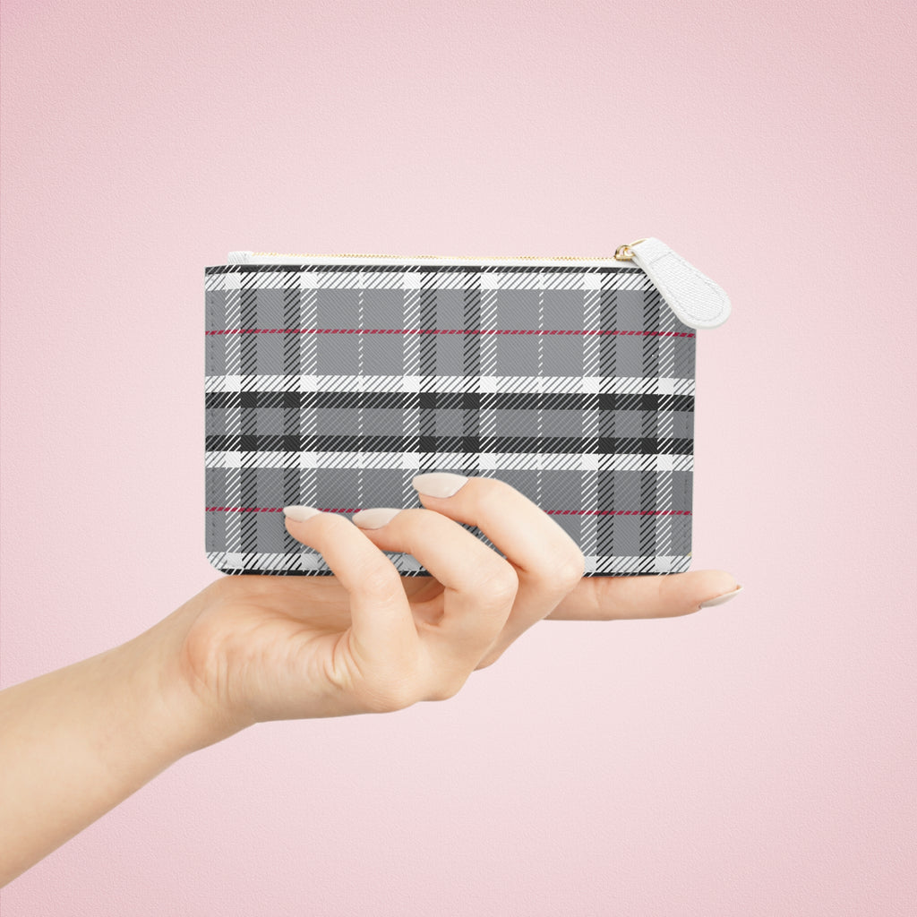 High end Chic Black and White  Plaid Zipper Wallet, Women's Accessories, Cute Organizer, Birthday Gift, Everyday Use, Stylish Purse Chic Gray Plaid Mini Clutch Bag - Stylish and Functional Accessory for Every Occasion