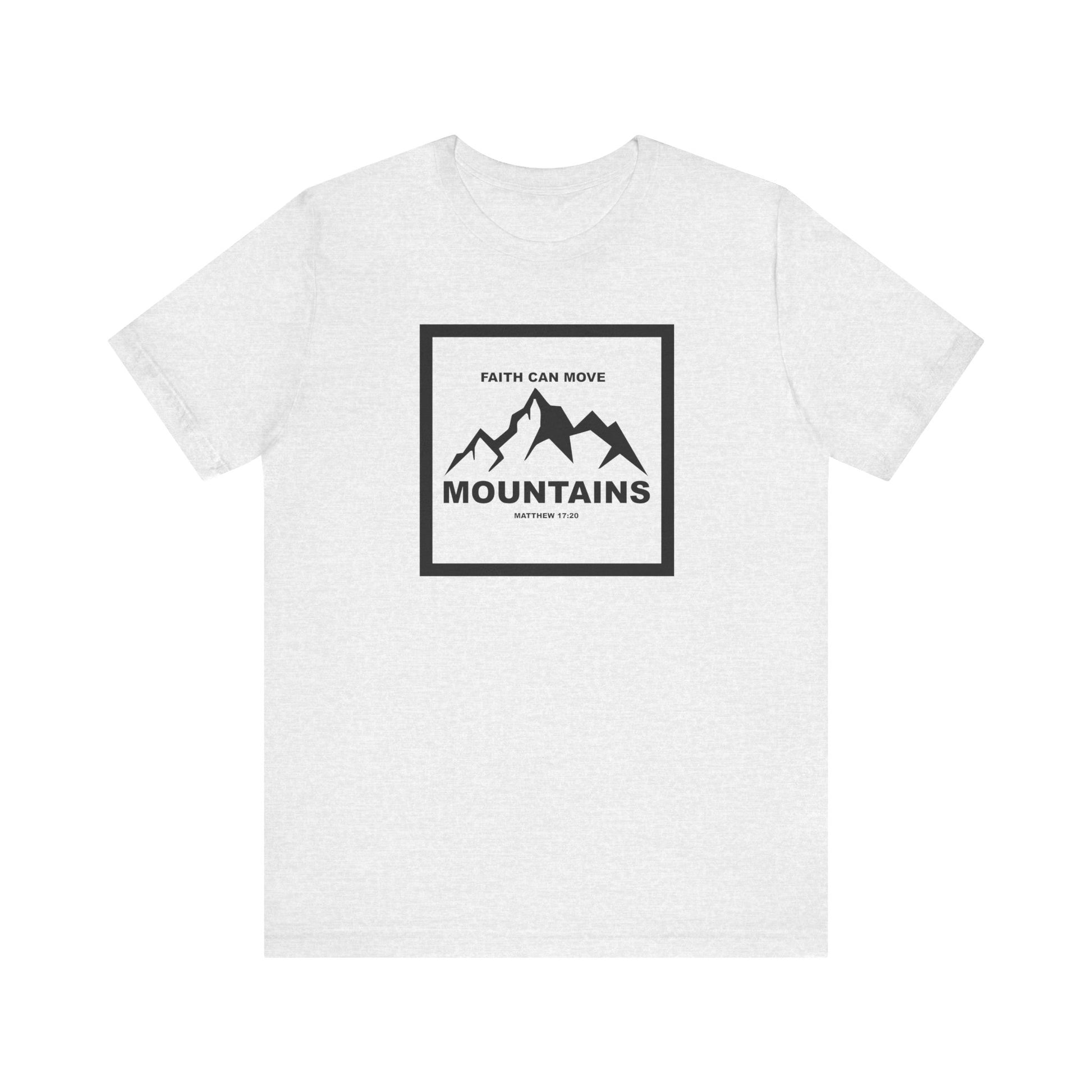 Christian Shirt Bible Verse T-Shirt Religious Outfit Jesus Shirt Inspirational Mountain Graphic Tee  Scripture Bible Verse "Faith Can Move Mountains" Tee For Her Him Gift