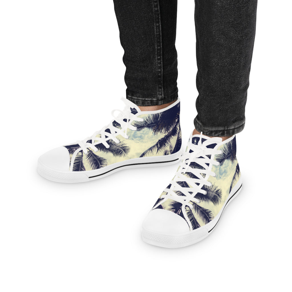 Mens Designer Tropical High Top Sneakers Palm Tree Design for Summer Adventures Beach Sneakers