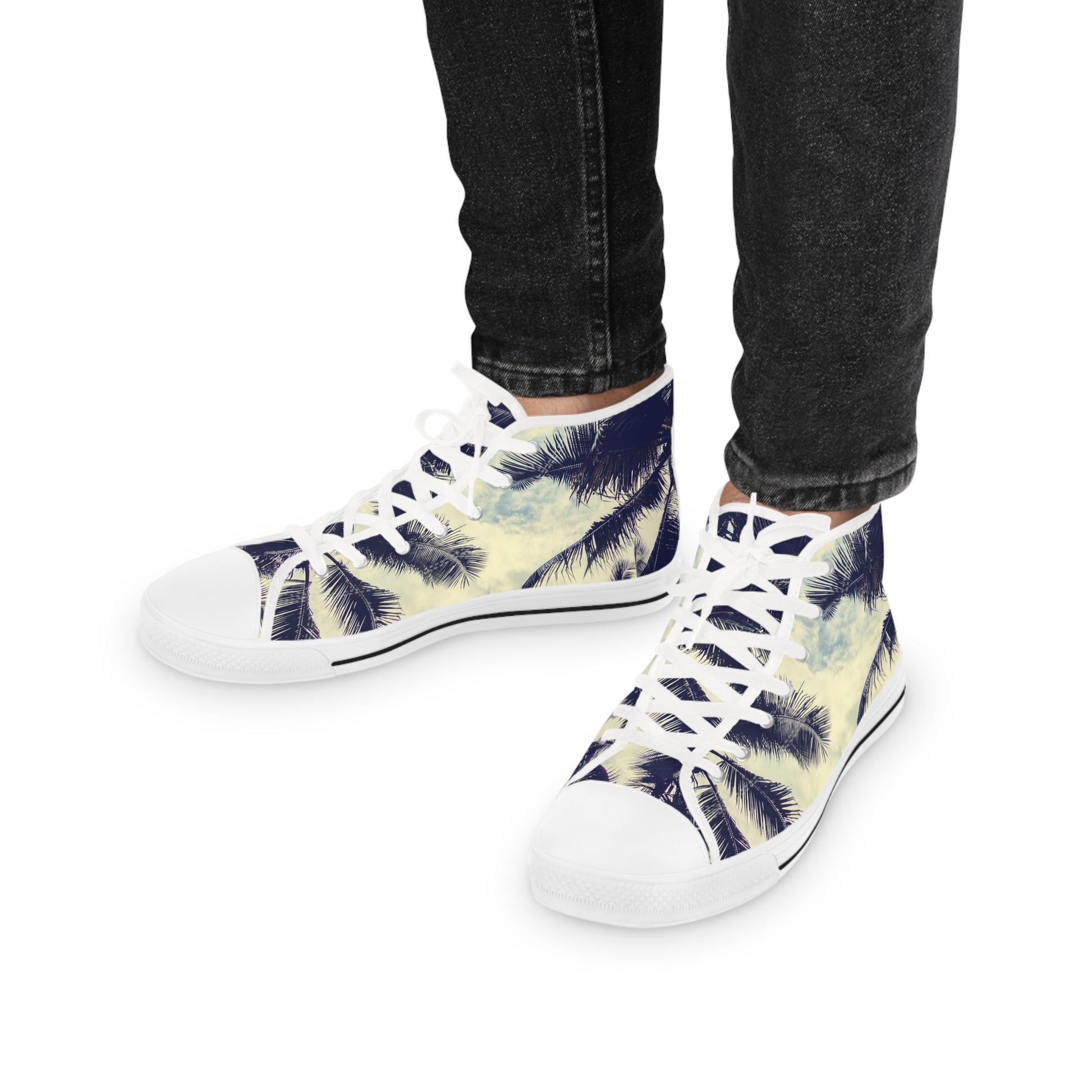 Mens Designer Tropical High Top Sneakers Palm Tree Design for Summer Adventures Beach Sneakers