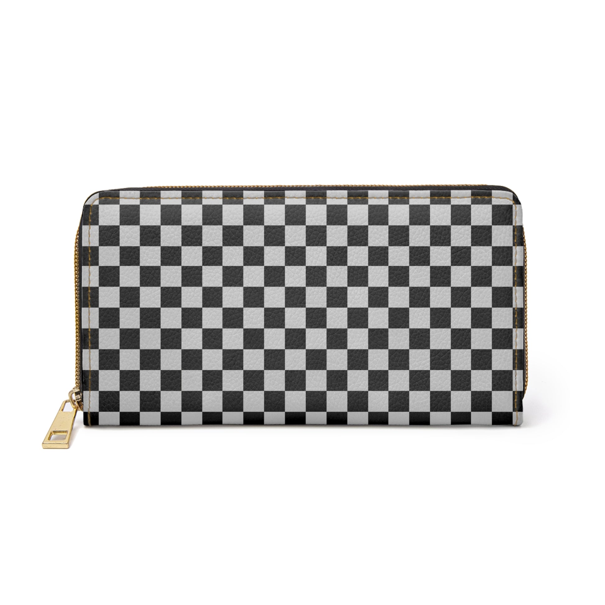 Chic Black Checker Zipper Wallet, Stylish Wallet for Everyday Use, Unique Gift for Birthdays, Fashionable Accessory, Travel Organizer