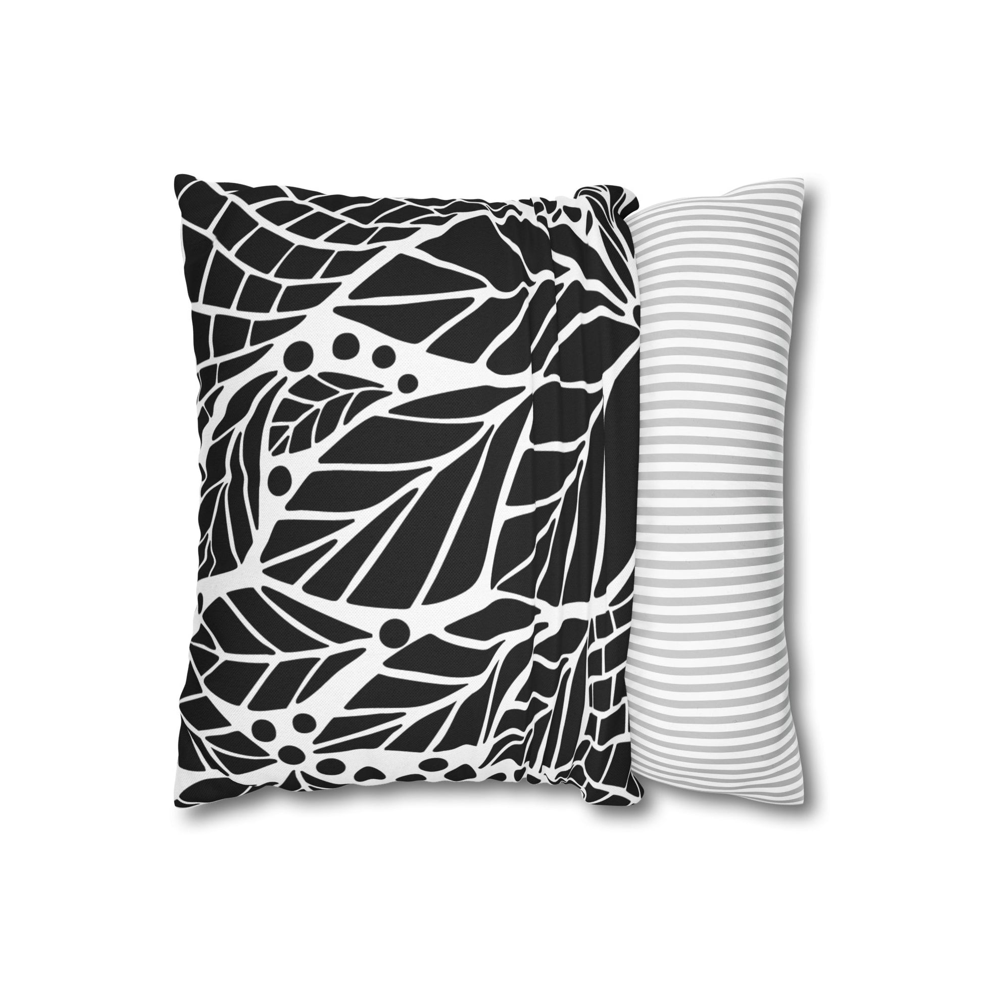 Botanical Leaf Pattern Pillowcase - Cozy Home Decor, Modern Black and White Cushion Cover, Gift for Plant Lovers, Bedroom Accent, Minimalist