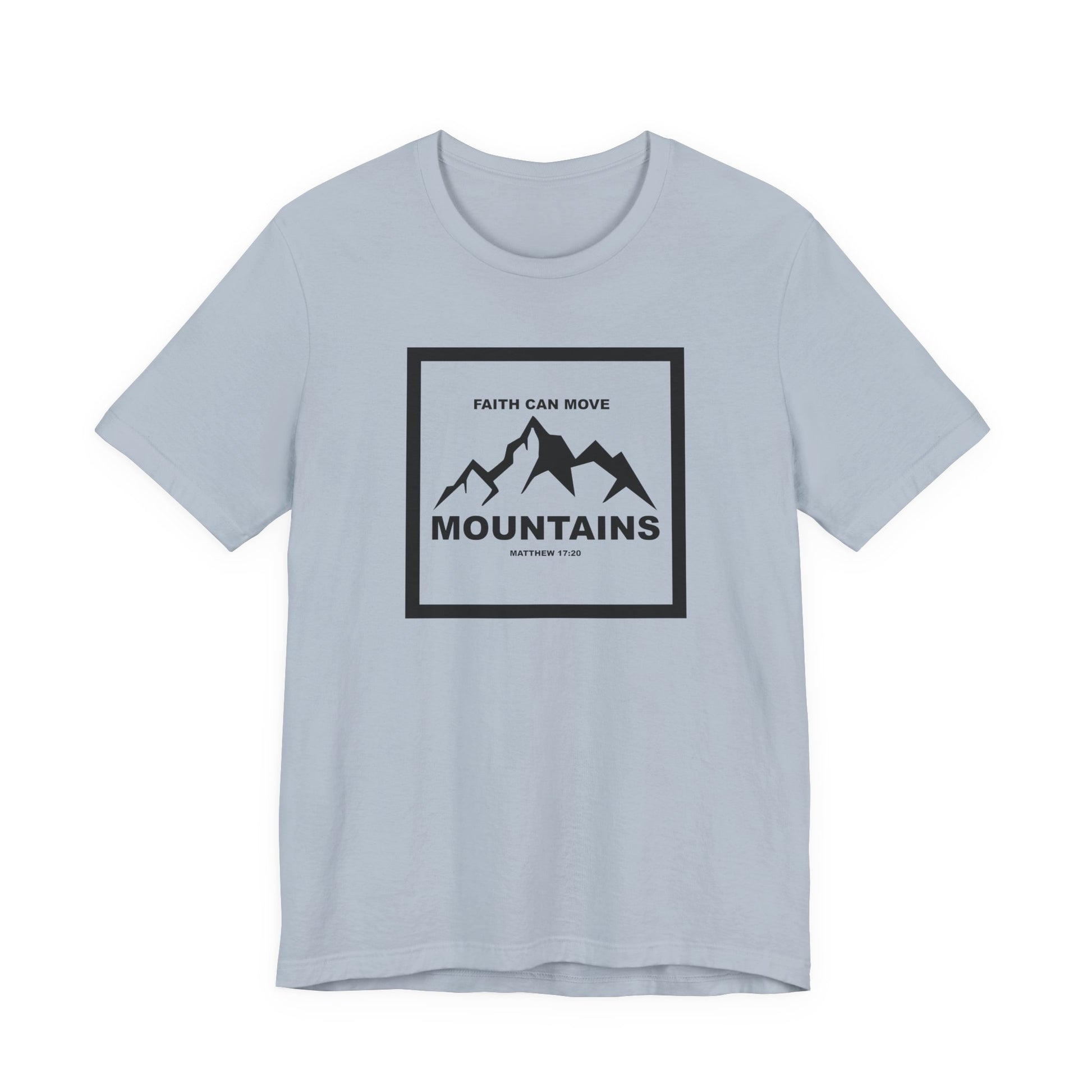 Christian Shirt Bible Verse T-Shirt Religious Outfit Jesus Shirt Inspirational Mountain Graphic Tee  Scripture Bible Verse "Faith Can Move Mountains" Tee For Her Him Gift