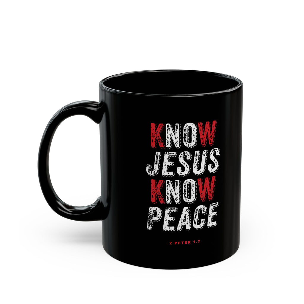 Black Coffee Mug Gift Coffee Cup Christian Verse Know Jesus Know Peace Scripture Graphic Drink Cup Mom Dad Cup