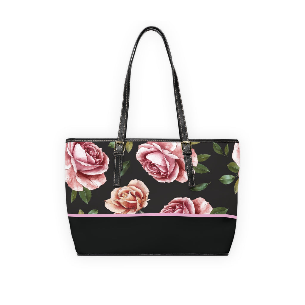 Luxury Rose Print PU Leather Tote Bag, Stylish Handbag, Chic Accessory, Everyday Use, Great for Gifts, Summer Outings, Fashionable