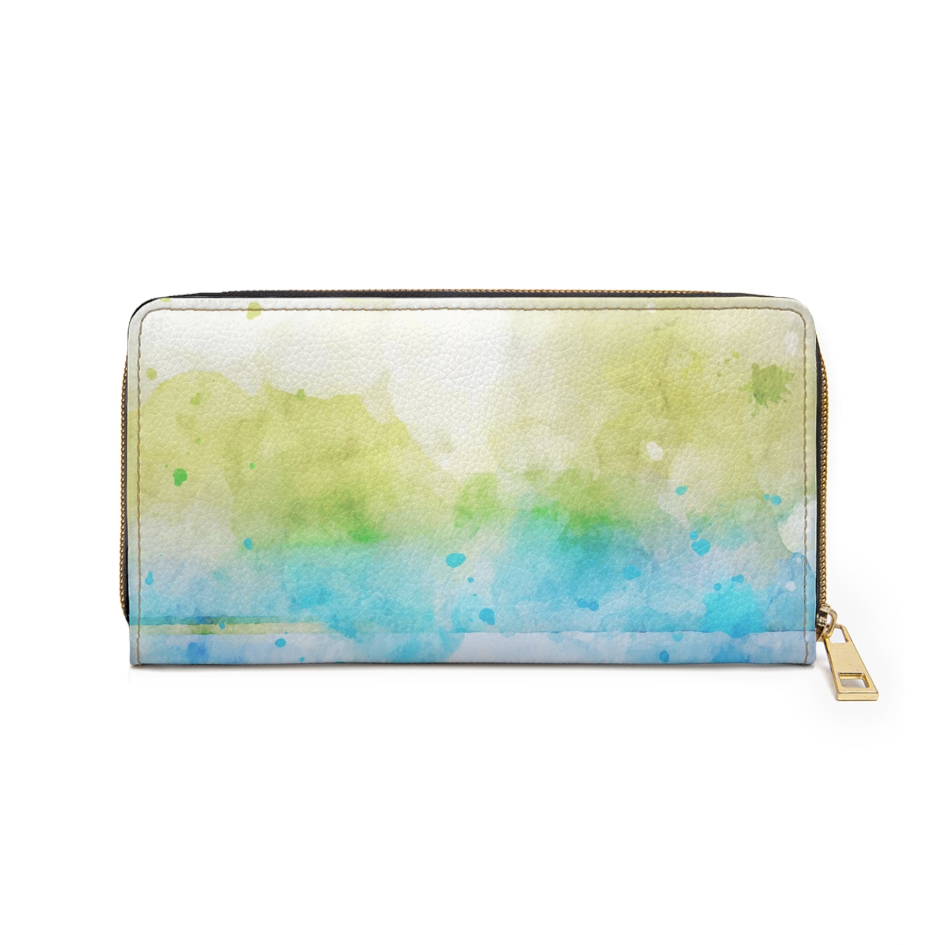 Blue Colorful Watercolor Print Zipper Wallet, Eco-Friendly Wallet, Gift for Her, Travel Accessory, Colorful Coin Purse, Stylish Clutch