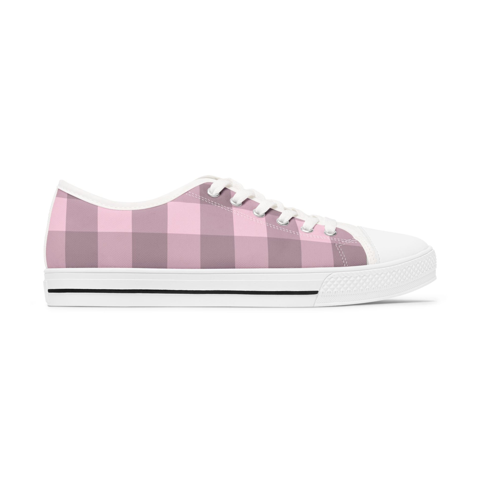 Chic Pink Plaid Women's Low Top Sneakers Stylish Everyday Footwear Chic Pink Plaid Low Top Sneakers for Women, Casual Wear Shoes, Boho Style Footwear, Perfect for Spring Outings, Retro Sneaker Trends. Limited stock available.