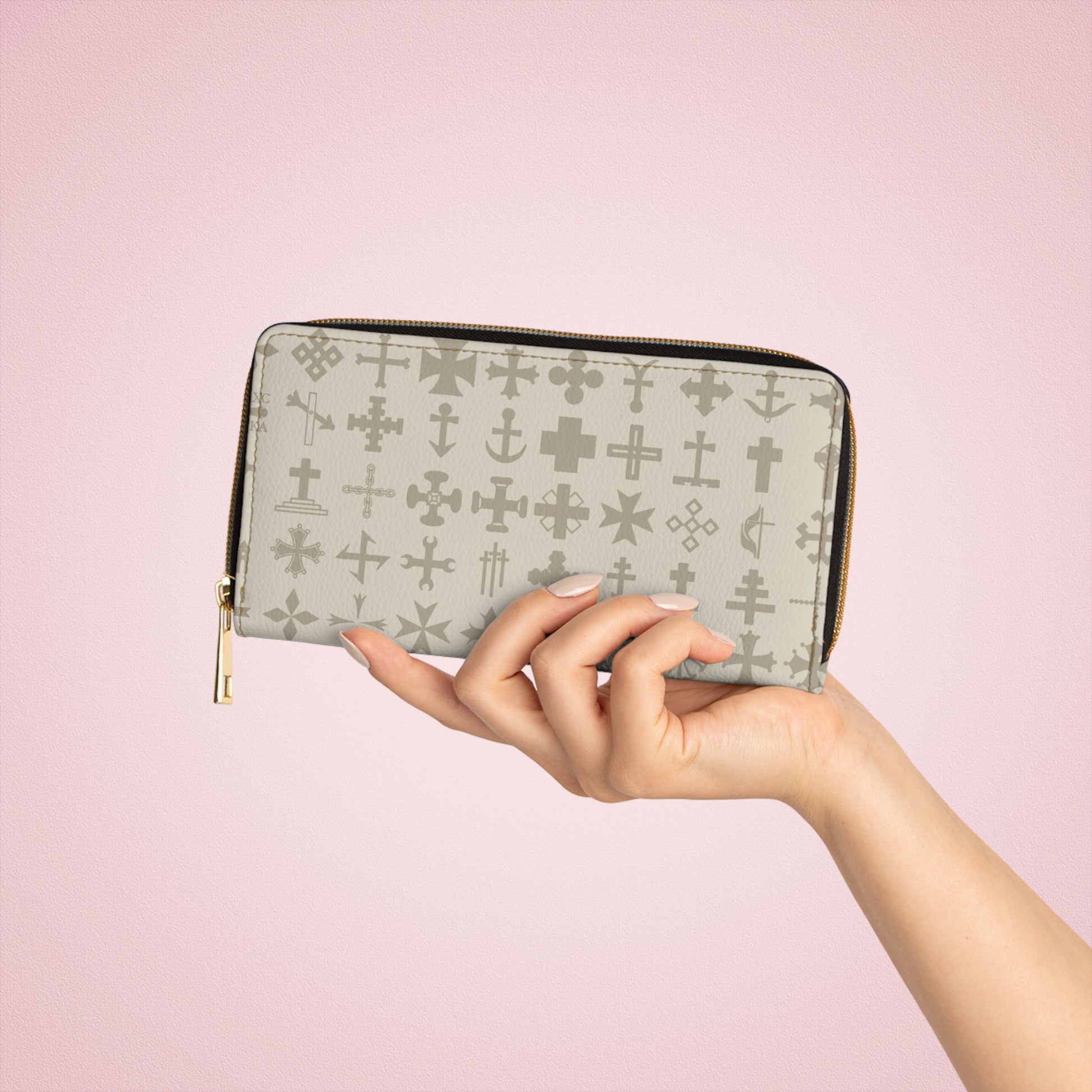 Stylish Cross Print Zipper Wallet | Elegant Storage for Essentials, Minimalist Wallet, Unique Gift, Everyday Use, Travel Accessory