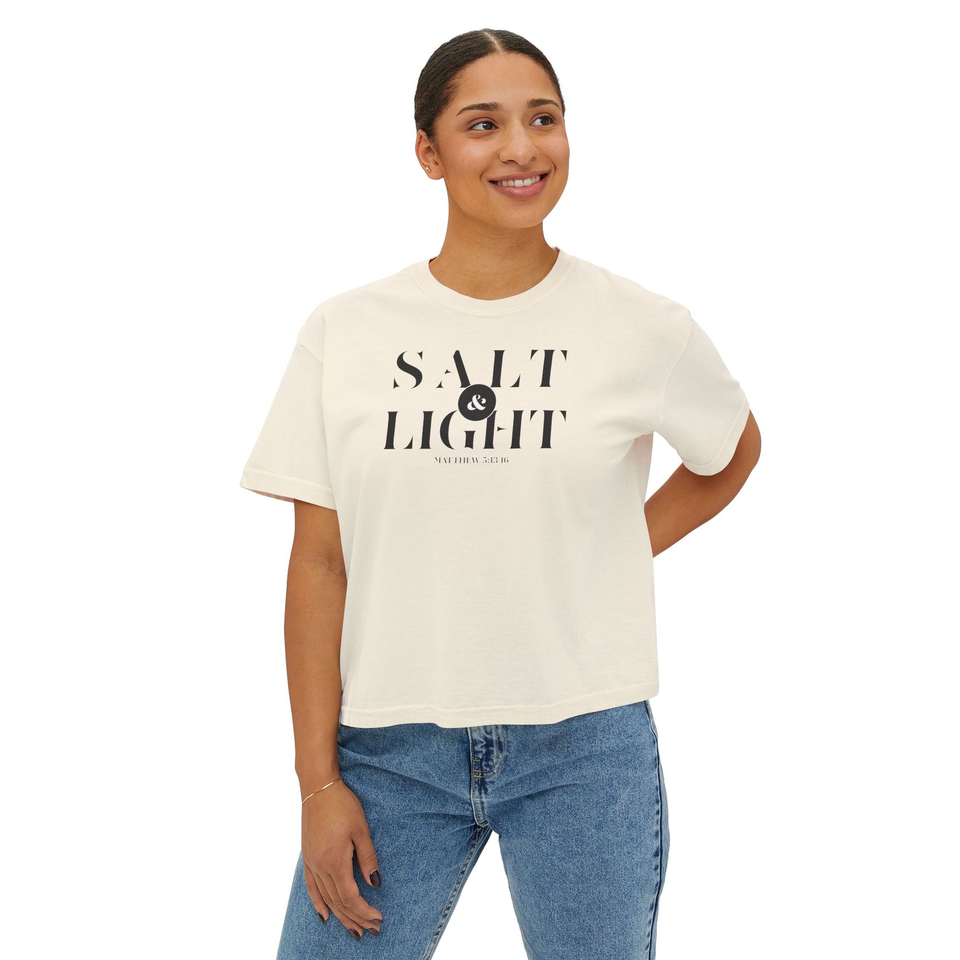 T-shirt Salt and Light Bible Verse T Shirt Christian Apparel Religious Gift Shirt Faith Shirt Clothing Gift For Friend Boxy Tee - Salt & Light Scripture Tee