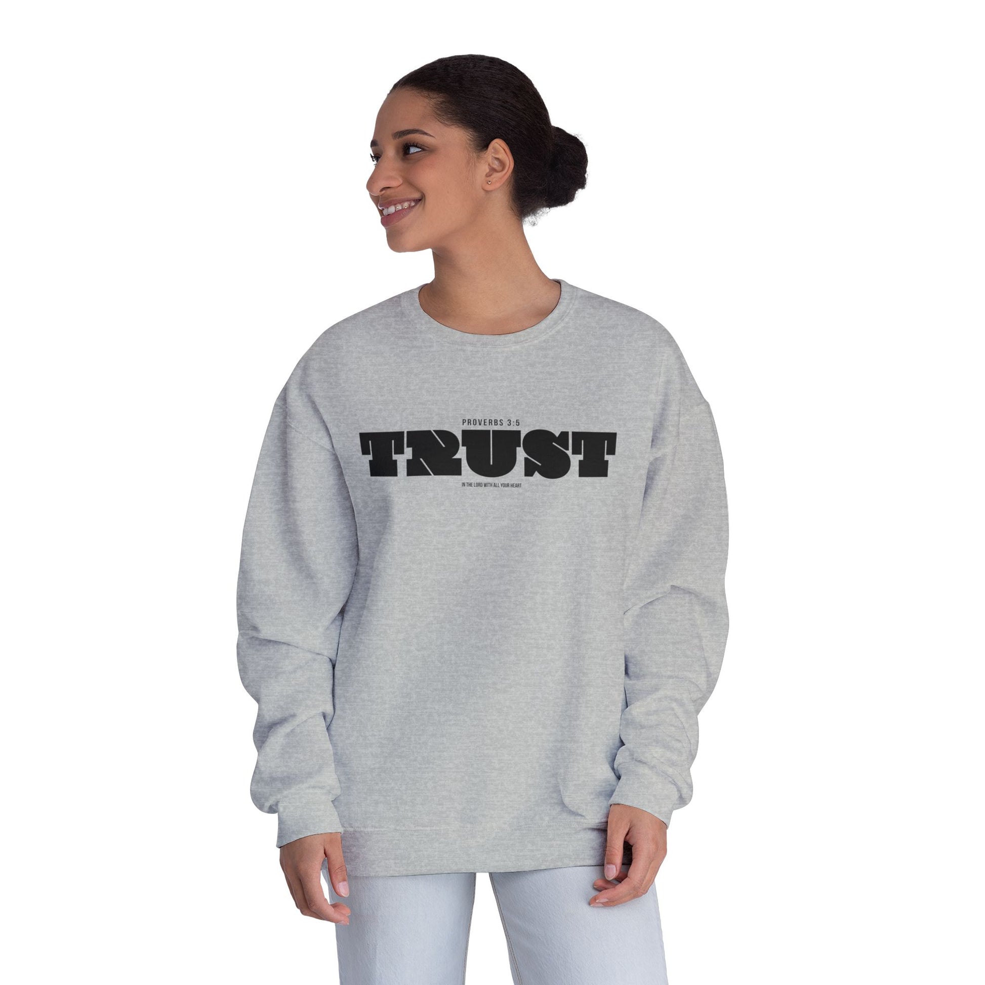 Sweatshirt For Christian Men Women Sweatshirt Apparel Gift For Christian Apparel Modern Clothing Trust in the Lord Bible Verse Tee