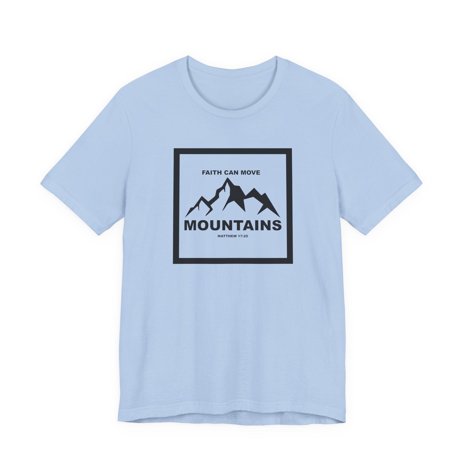 Christian Shirt Bible Verse T-Shirt Religious Outfit Jesus Shirt Inspirational Mountain Graphic Tee  Scripture Bible Verse "Faith Can Move Mountains" Tee For Her Him Gift