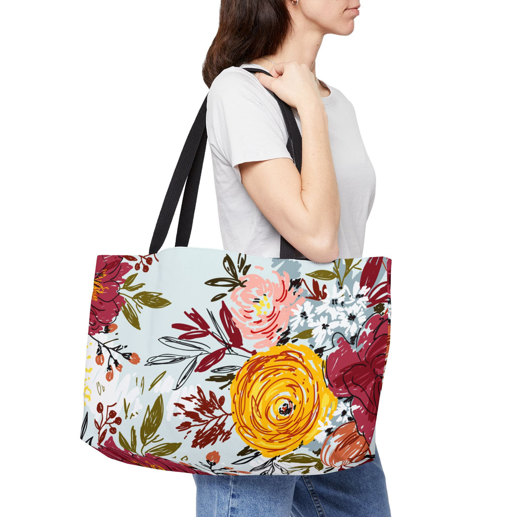 Spring Floral Weekender Tote Bag Perfect for Travel & Everyday Use Floral Bag Chic Accessory for Every Occasion Floral Print Elegant Flower Tote Women's Gift, Floral Print