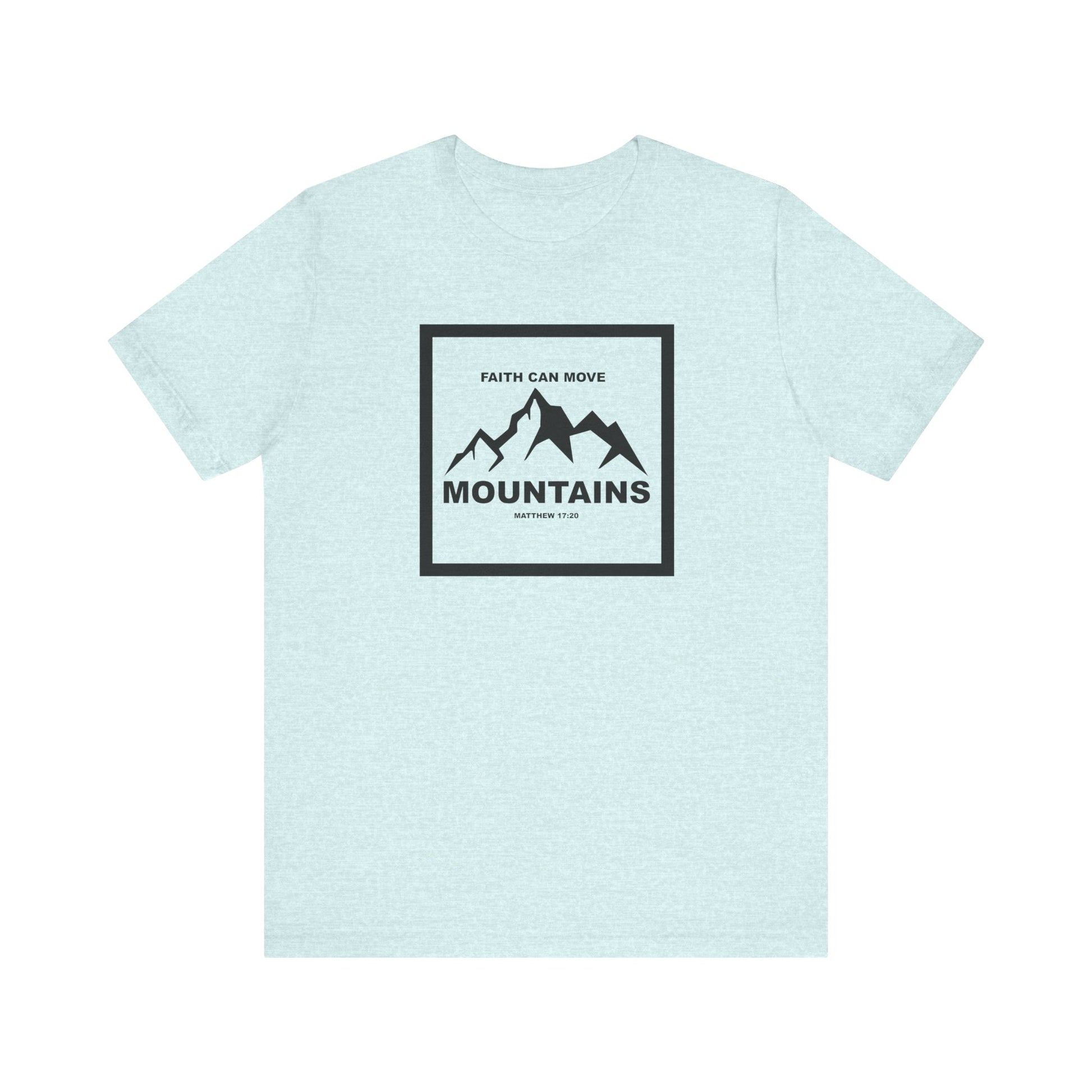 Christian Shirt Bible Verse T-Shirt Religious Outfit Jesus Shirt Inspirational Mountain Graphic Tee  Scripture Bible Verse "Faith Can Move Mountains" Tee For Her Him Gift