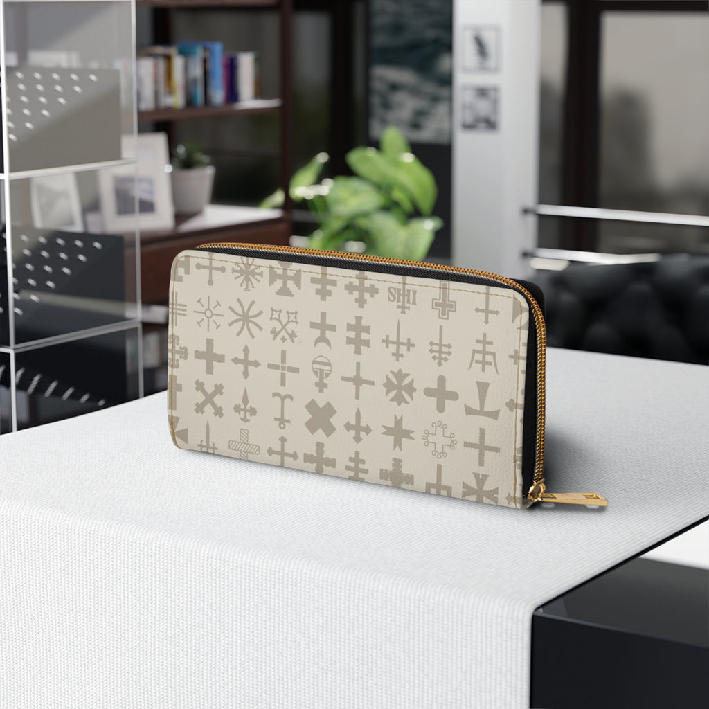 Stylish Cross Print Zipper Wallet | Elegant Storage for Essentials, Minimalist Wallet, Unique Gift, Everyday Use, Travel Accessory