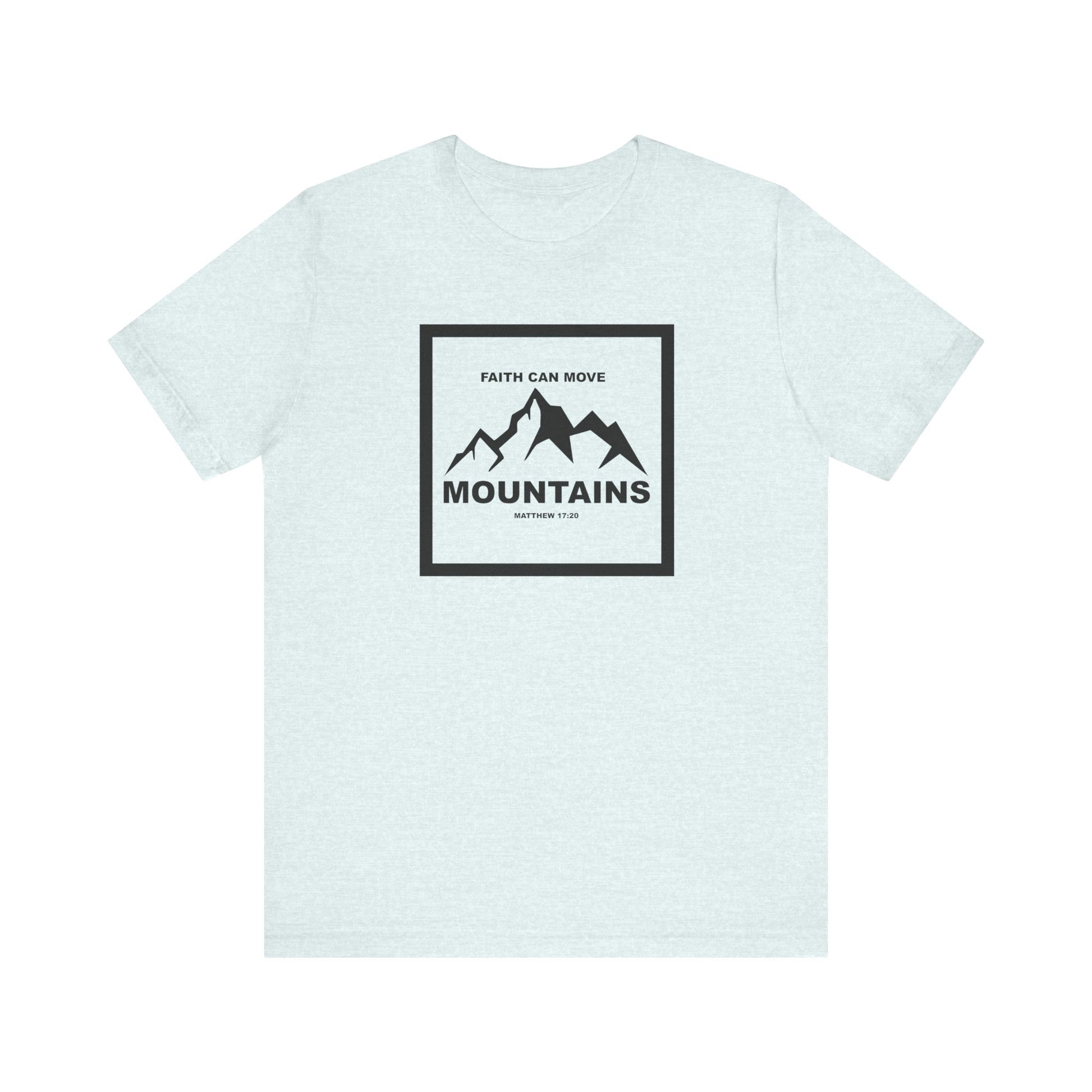 Christian Shirt Bible Verse T-Shirt Religious Outfit Jesus Shirt Inspirational Mountain Graphic Tee  Scripture Bible Verse "Faith Can Move Mountains" Tee For Her Him Gift