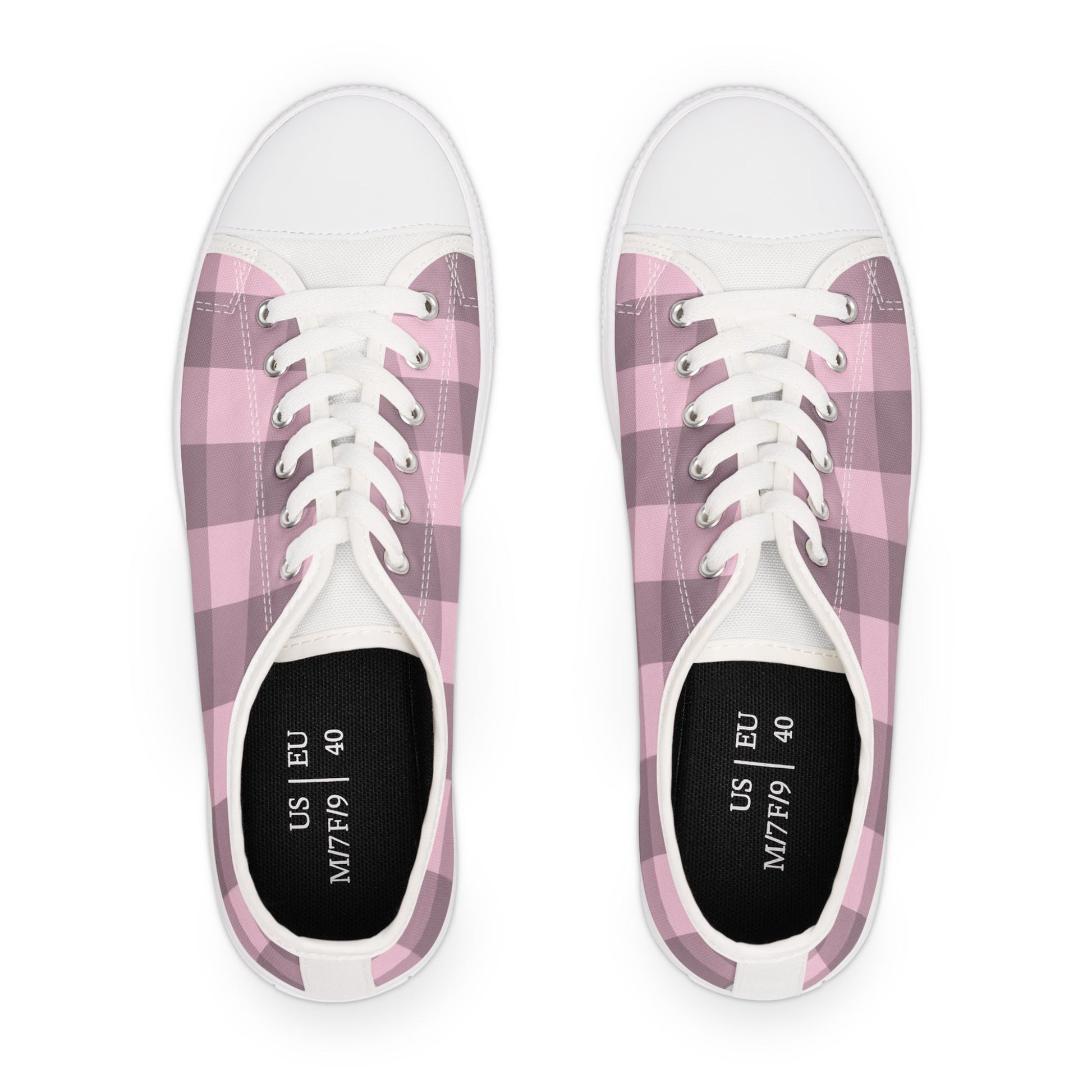 Chic Pink Plaid Women's Low Top Sneakers Stylish Everyday Footwear Chic Pink Plaid Low Top Sneakers for Women, Casual Wear Shoes, Boho Style Footwear, Perfect for Spring Outings, Retro Sneaker Trends. Limited stock available.