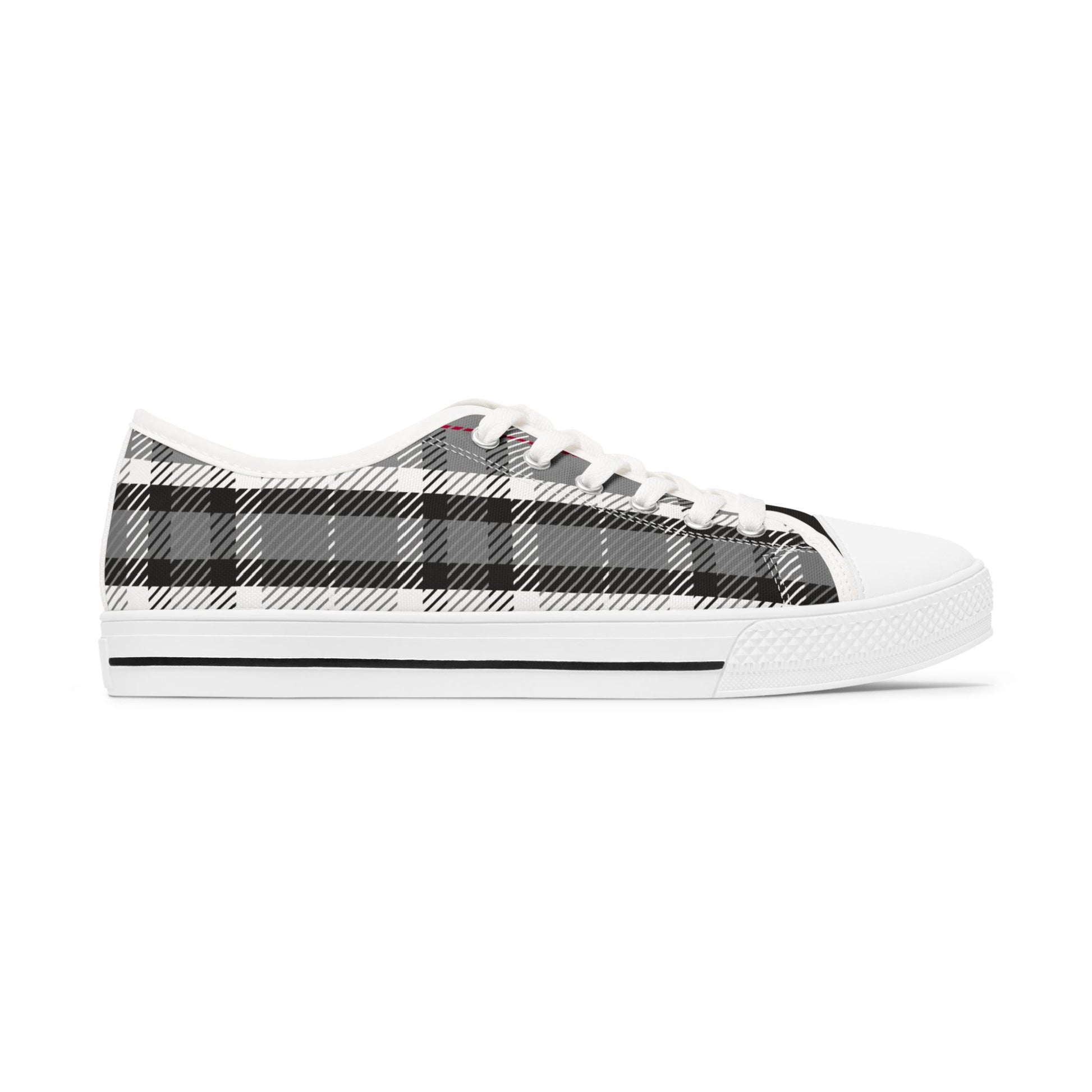 One Of A Kind Women's Chic Black and White Plaid Low Top Sneakers for Women, Casual Wear Shoes, Boho Style Footwear, Perfect for Spring Outings, Retro Sneaker TrendsPlaid Womens Low Top Sneakers Stylish Comfort for Casual Outings. Limited stock available.