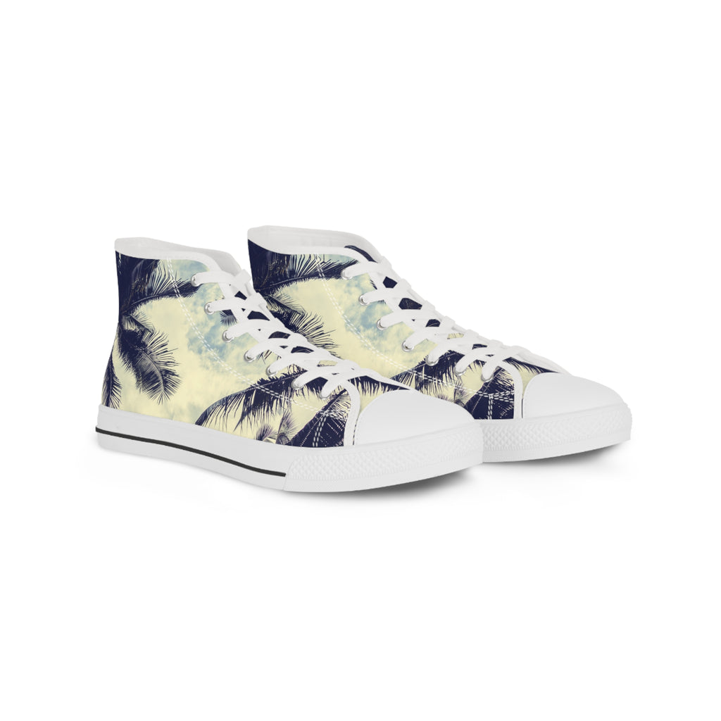 Mens Designer Tropical High Top Sneakers Palm Tree Design for Summer Adventures Beach Sneakers