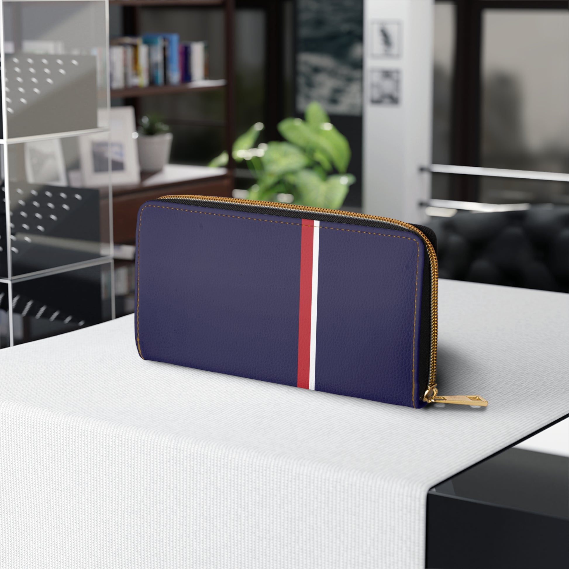Navy Stripe Zipper Wallet Stylish Clutch, Gifts for Her, Everyday Organizer, Travel Accessory, Modern Purse