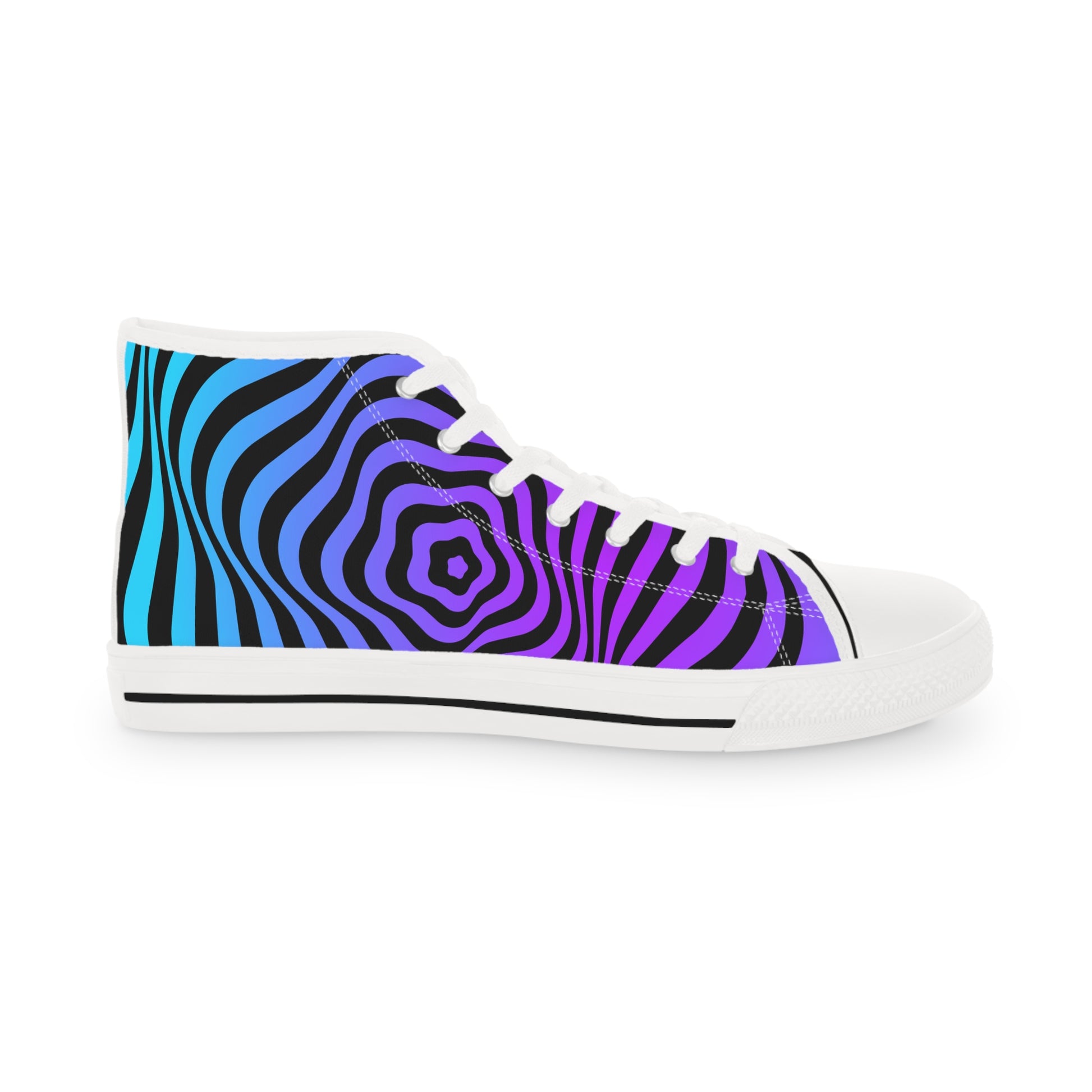 Mens Designer Psychedelic High Top Sneakers for Men Vibrant Striped Design Mens Sneakers Psychedelic High Top Sneakers | Vibrant Striped Designer Shoes for Men
