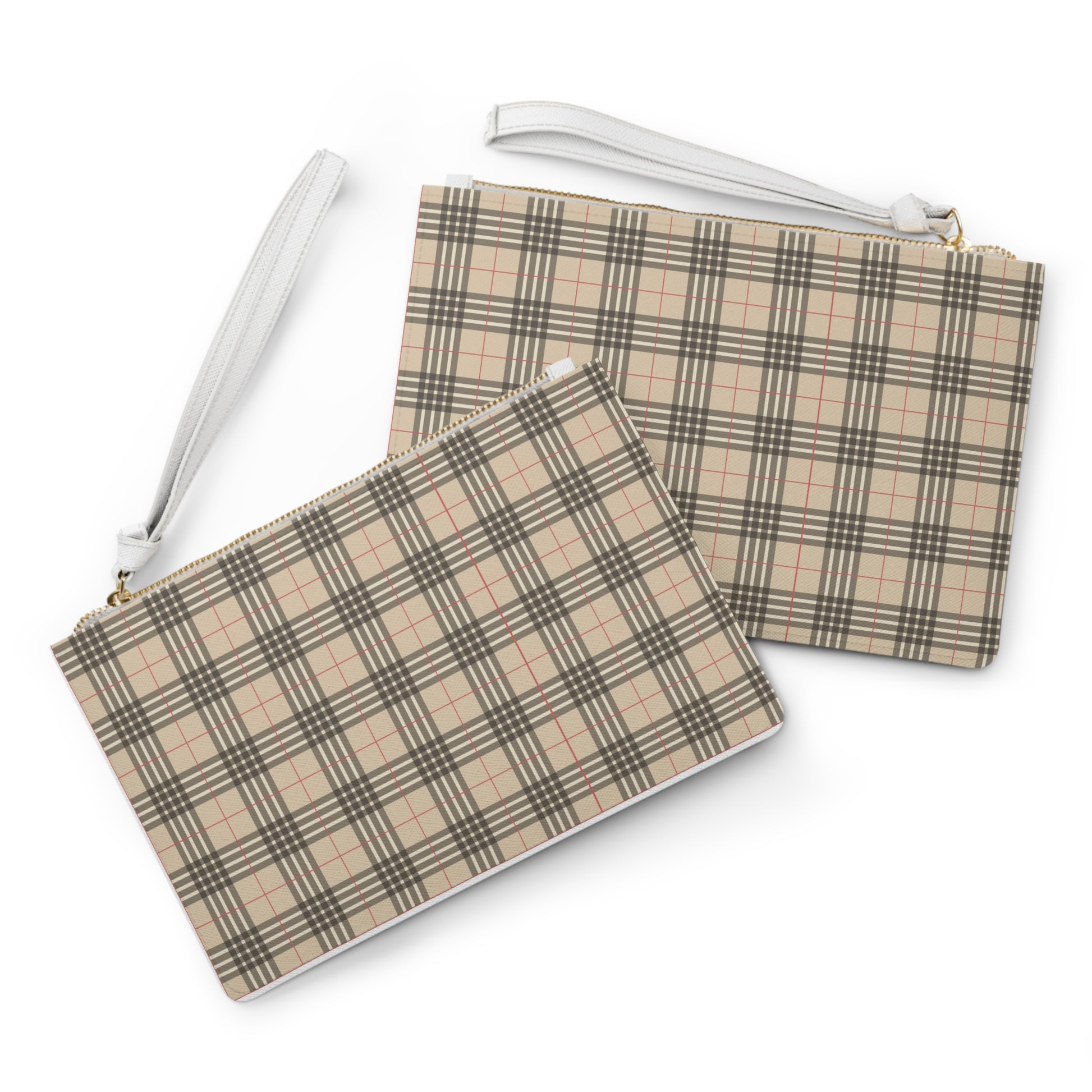 Designer Tan Plaid Clutch Bag  Gift For Her Clutch Bag Gift For Her Clutch Bag Gift For Birthday Coin Purse Gift for Her Best Friend Gift