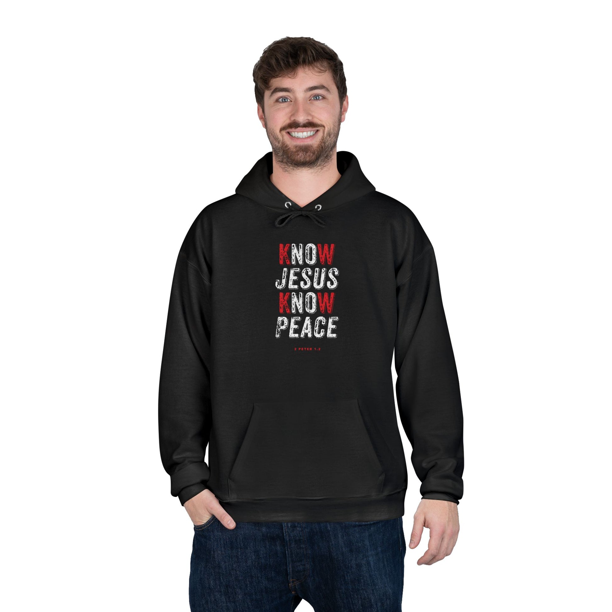 Sweatshirt Hoodie For Christian Men Women Gift For Dad Mom Black Pullover Hoodie Sweatshirt Apparel Know Jesus Know Peace Scripture