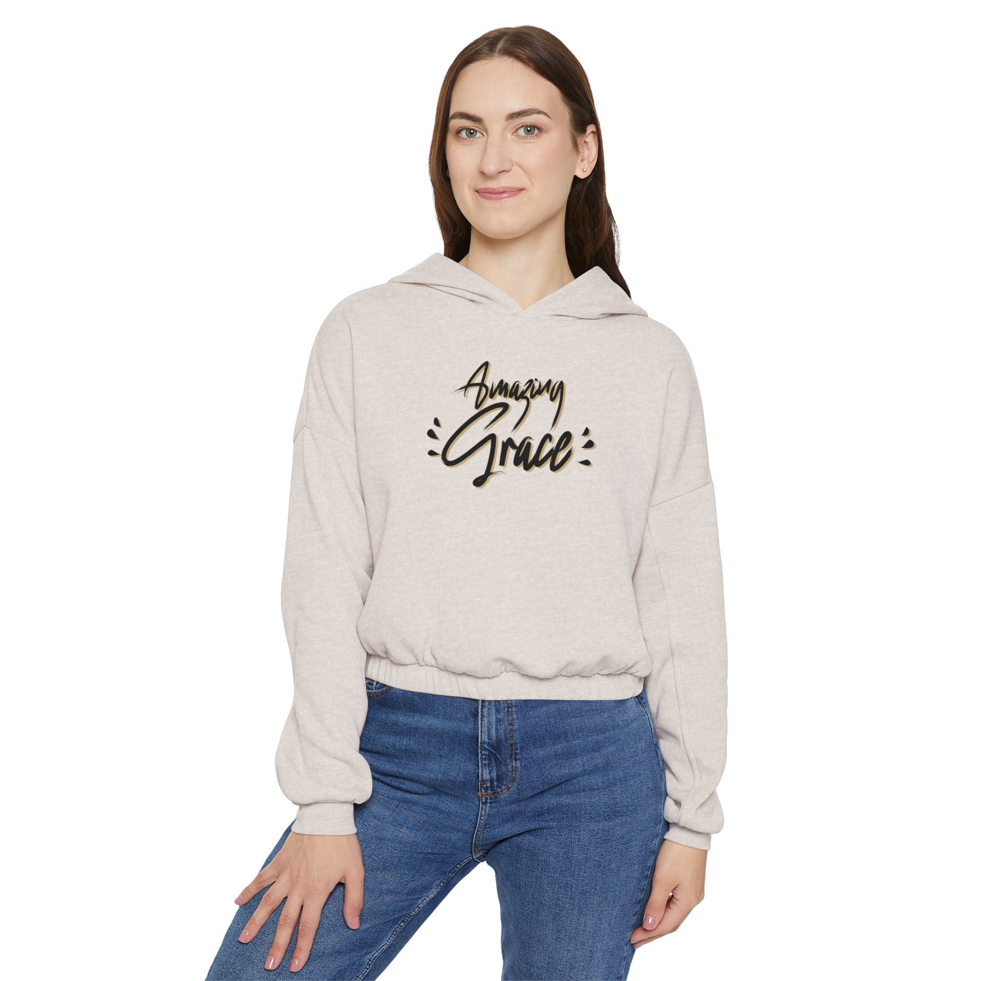 Fleece Hoodie Gift For Christian Women Cinched Bottom Hoodie For Christian Women Gift Amazing Grace Graphic Modern Apparel Sweatshirt