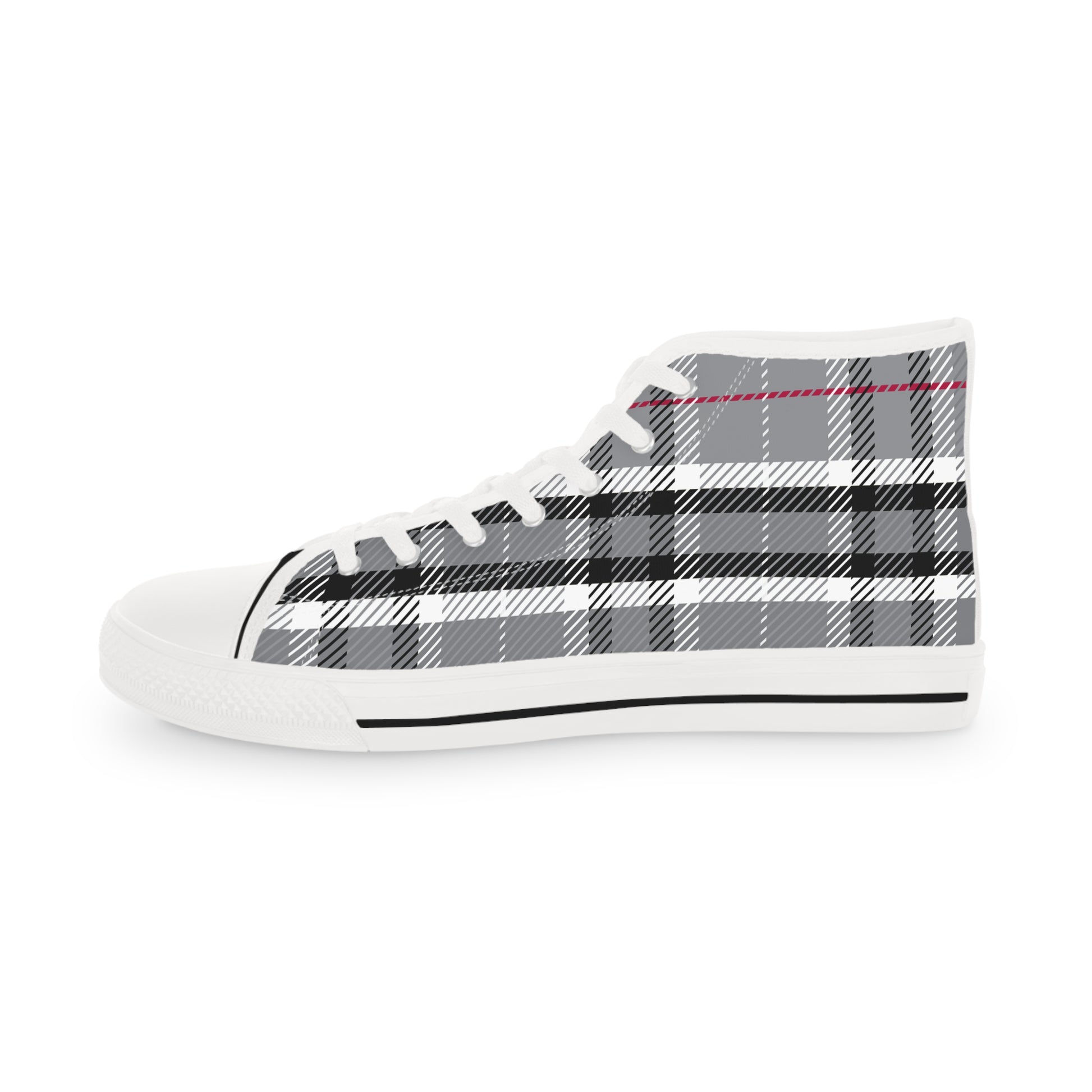 Designer Mens Stylish Grey Plaid High Top Sneakers for Men
